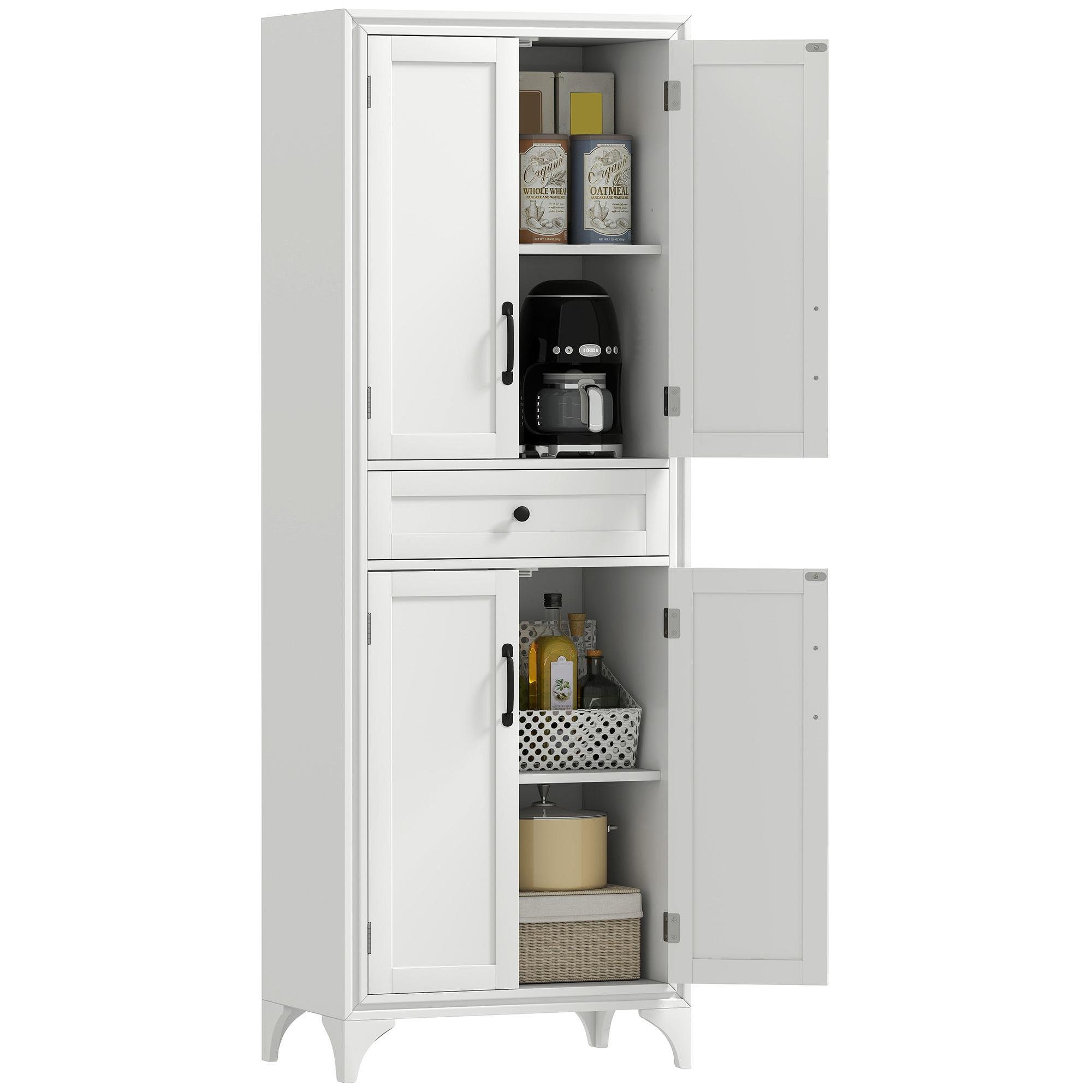 White 66.9 Inch Pantry Cabinet with Adjustable Shelves