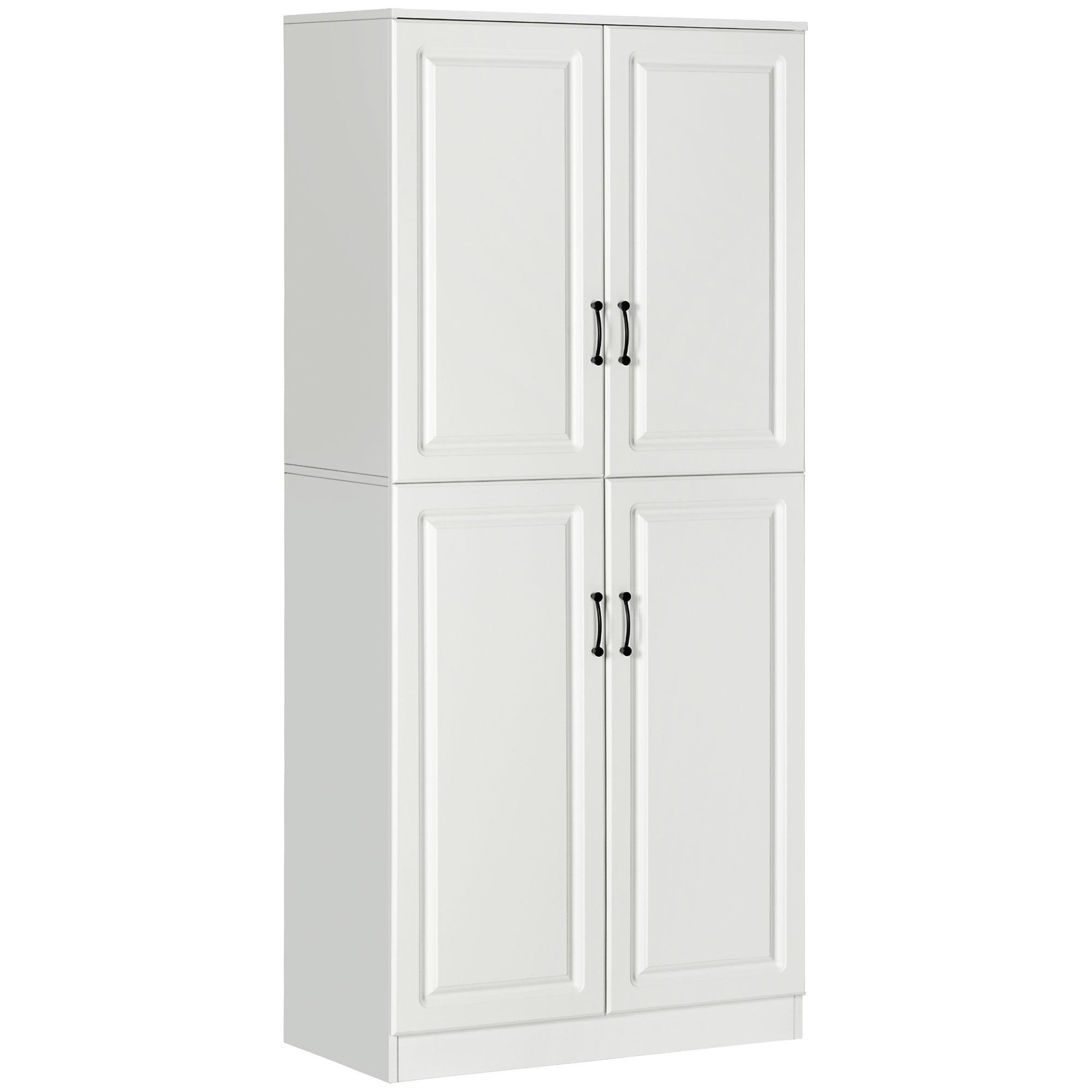 White Large Pantry Cabinet with Adjustable Shelves