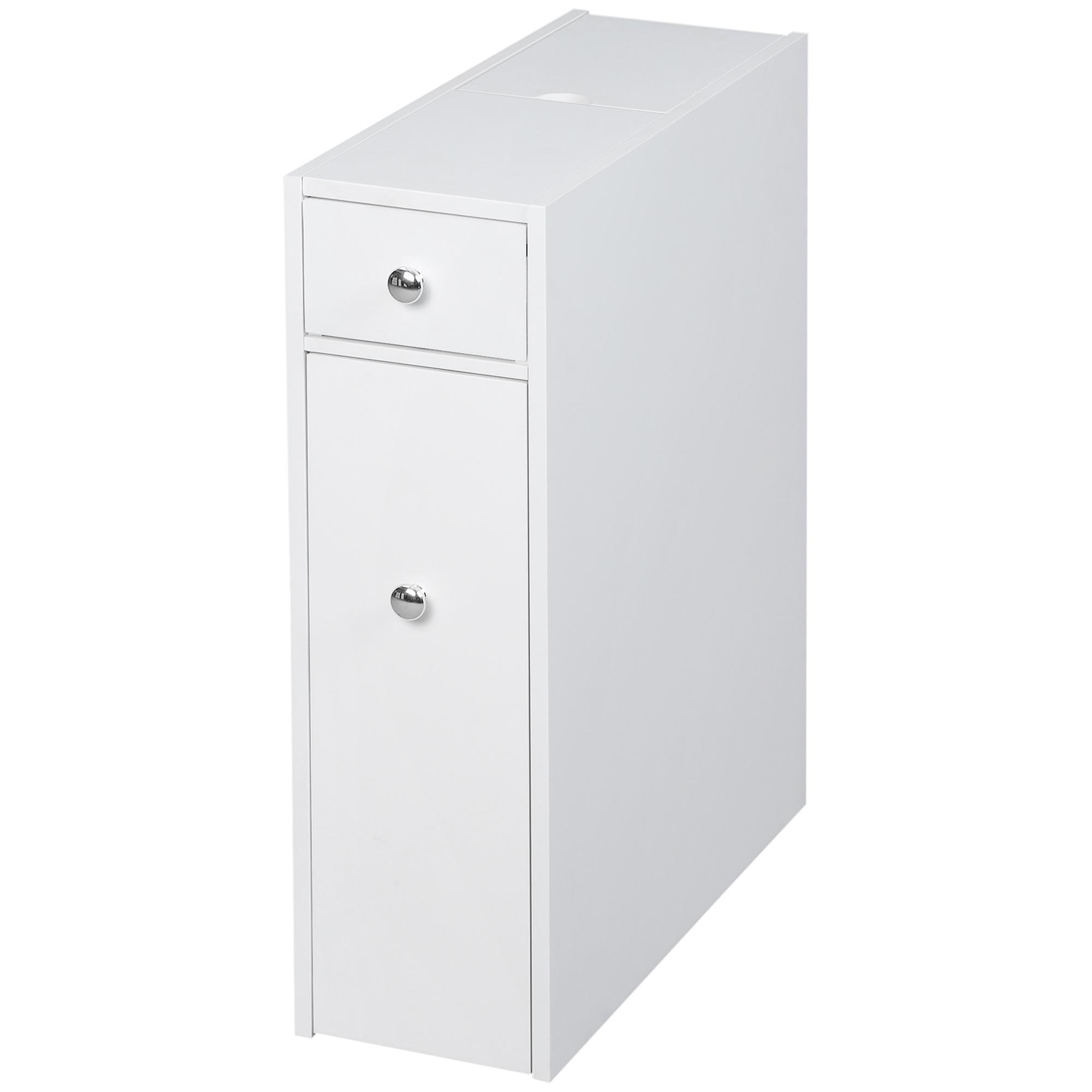 White Toilet Paper Cabinet with Drawers and Hidden Storage