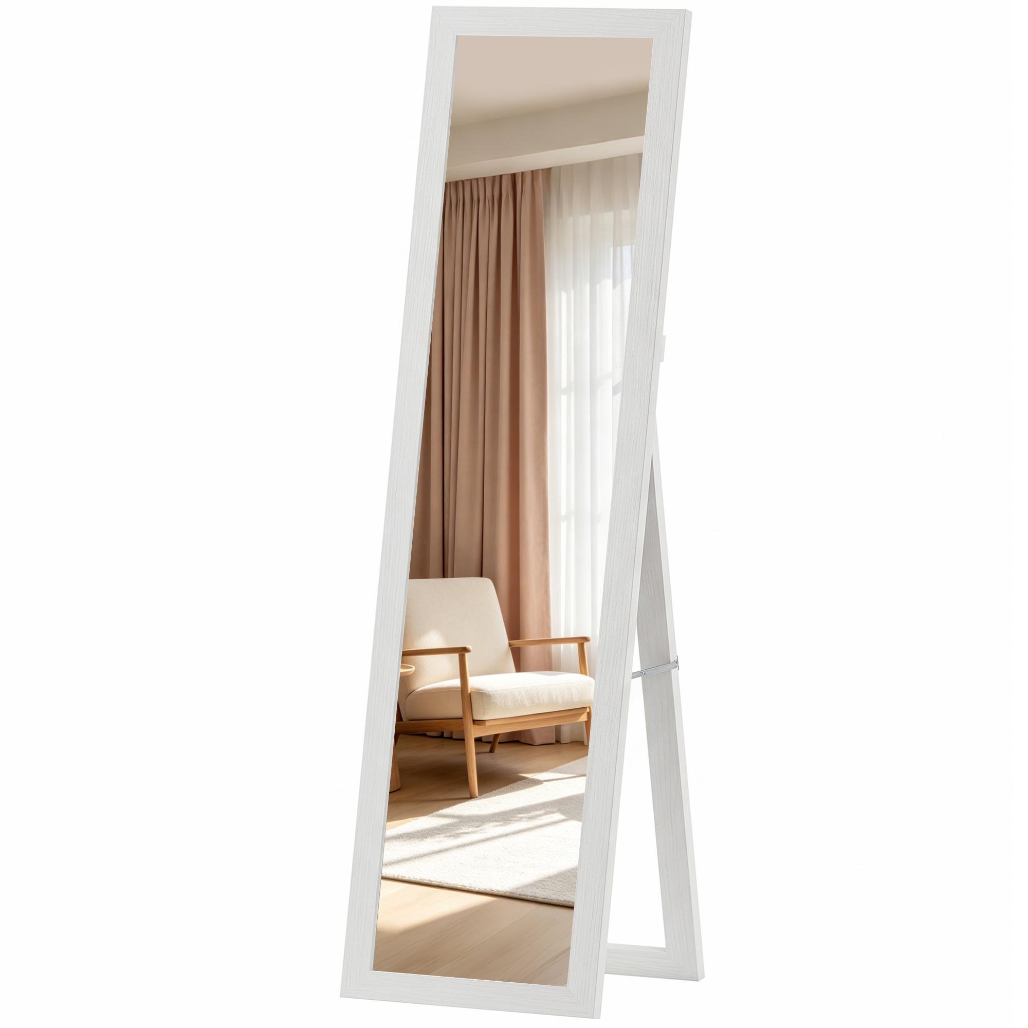 White MDF Full Length Mirror, 61-Inch Freestanding