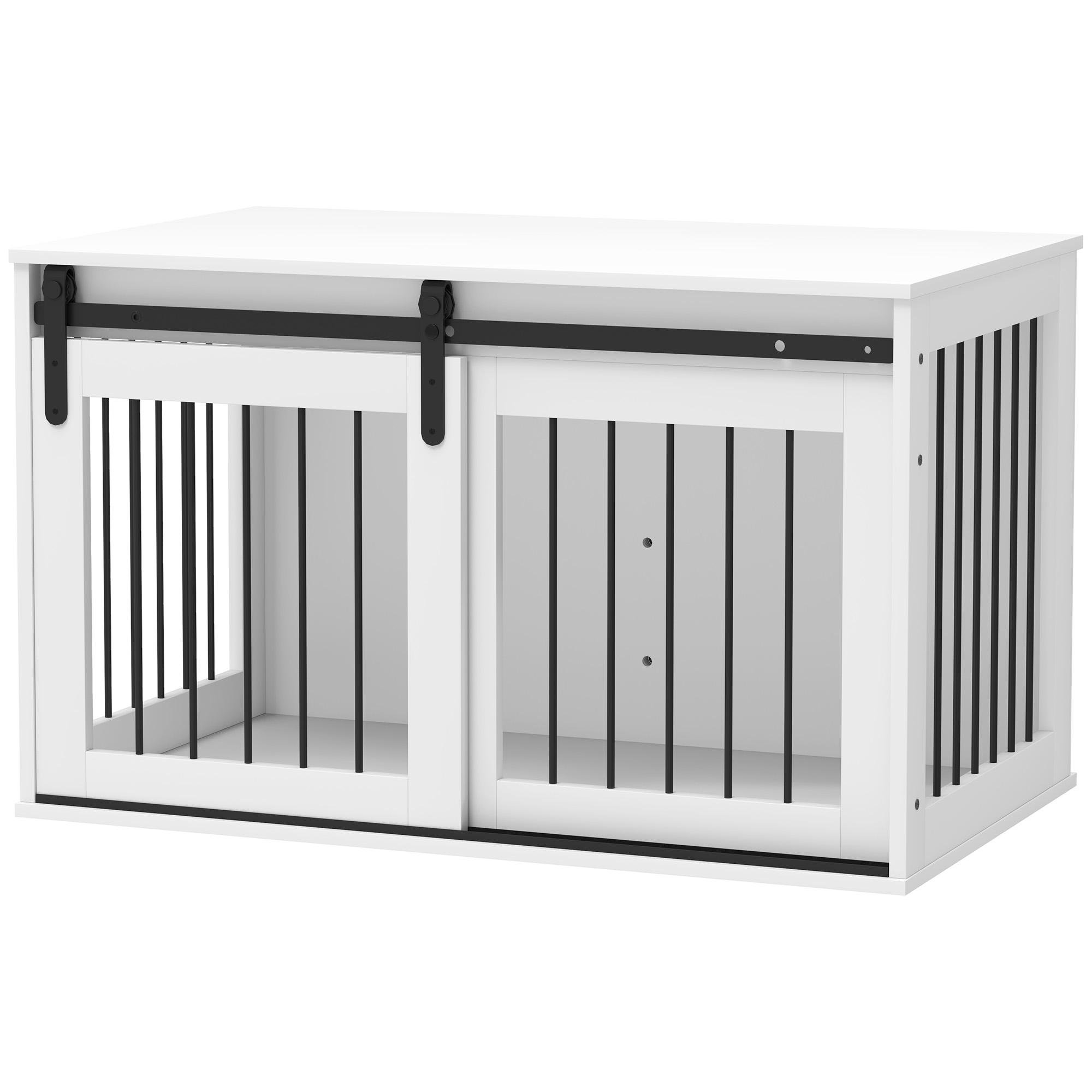 White Furniture Dog Crate with Sliding Door for Large Dogs