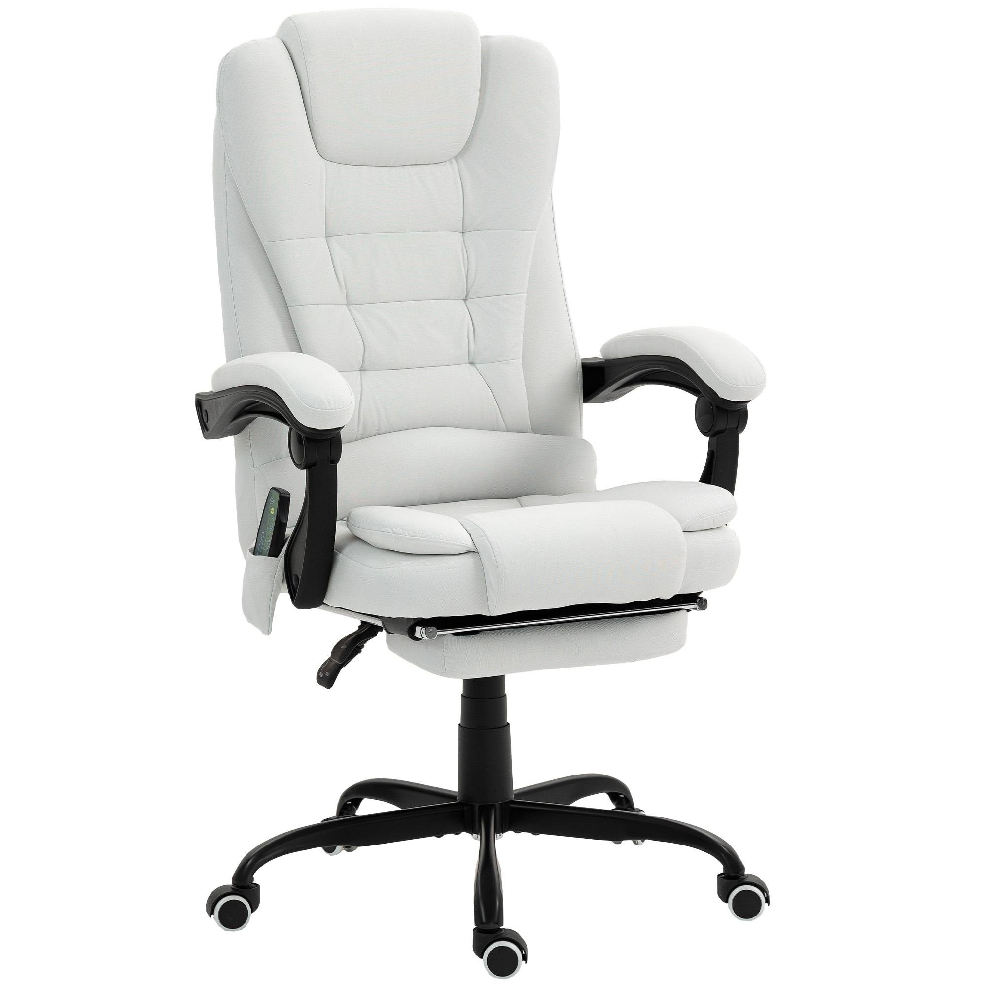 White 7-Point Massage Chair with Footrest