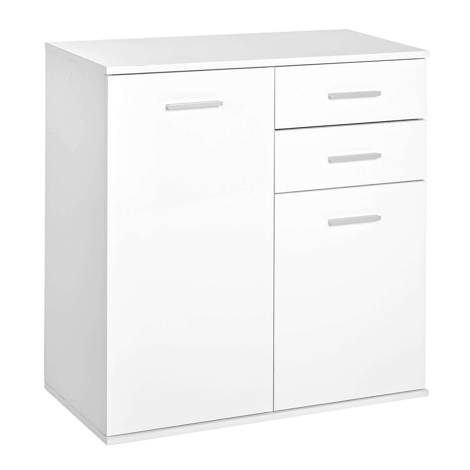 White High Gloss Storage Cabinet with Adjustable Shelf, 28 in