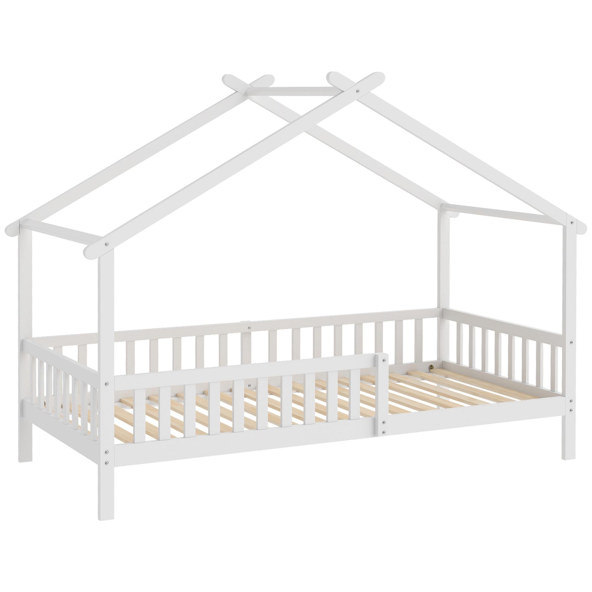 white Montessori house bed with Solid Pine Frame