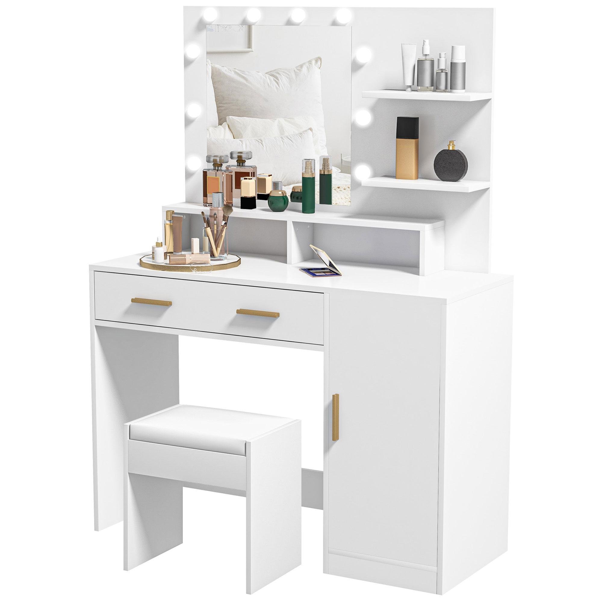 White Illuminated Dressing Set with LED Mirror