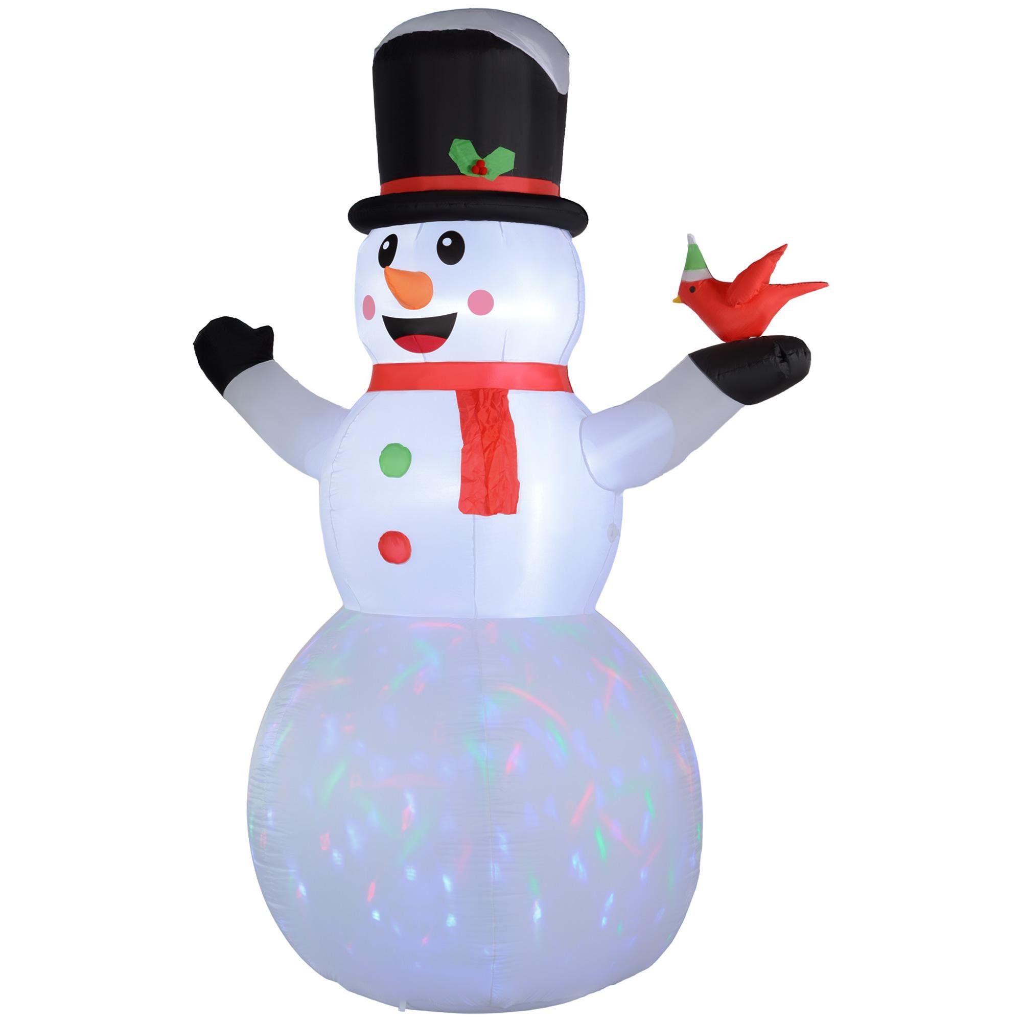 12 ft White Snowman Inflatable with Rotating LED Light