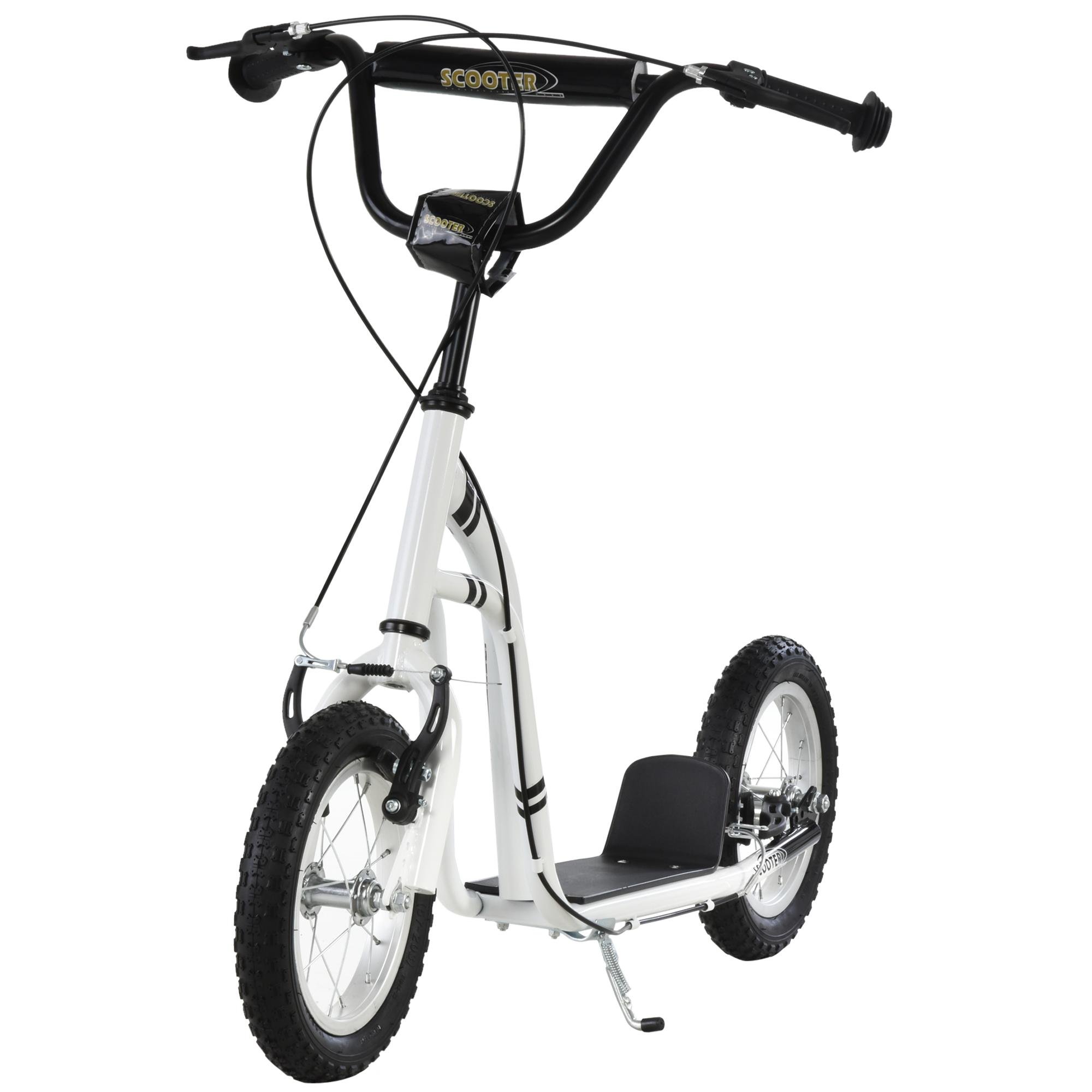 White 12 Inch Kick Scooter with Adjustable Handlebar, Age 5+