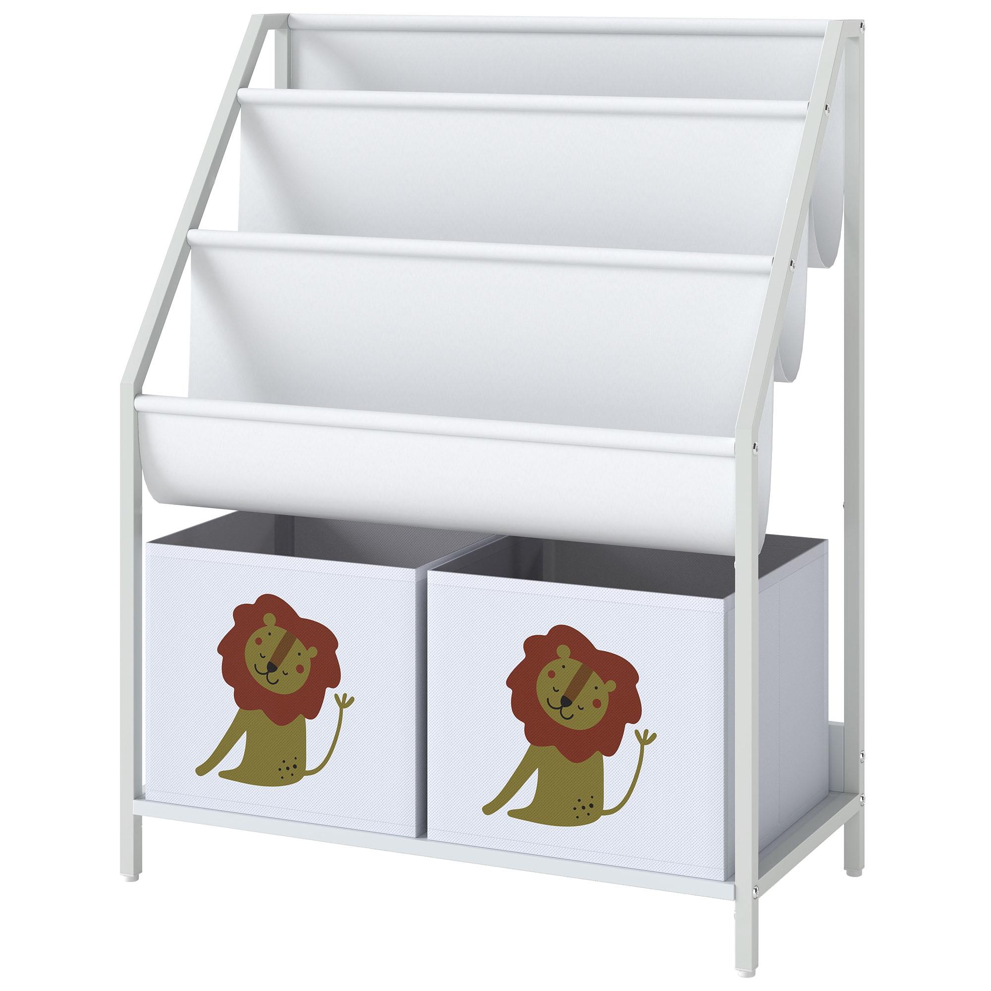 White Lion Kids Bookshelf with 3 Sling Shelves