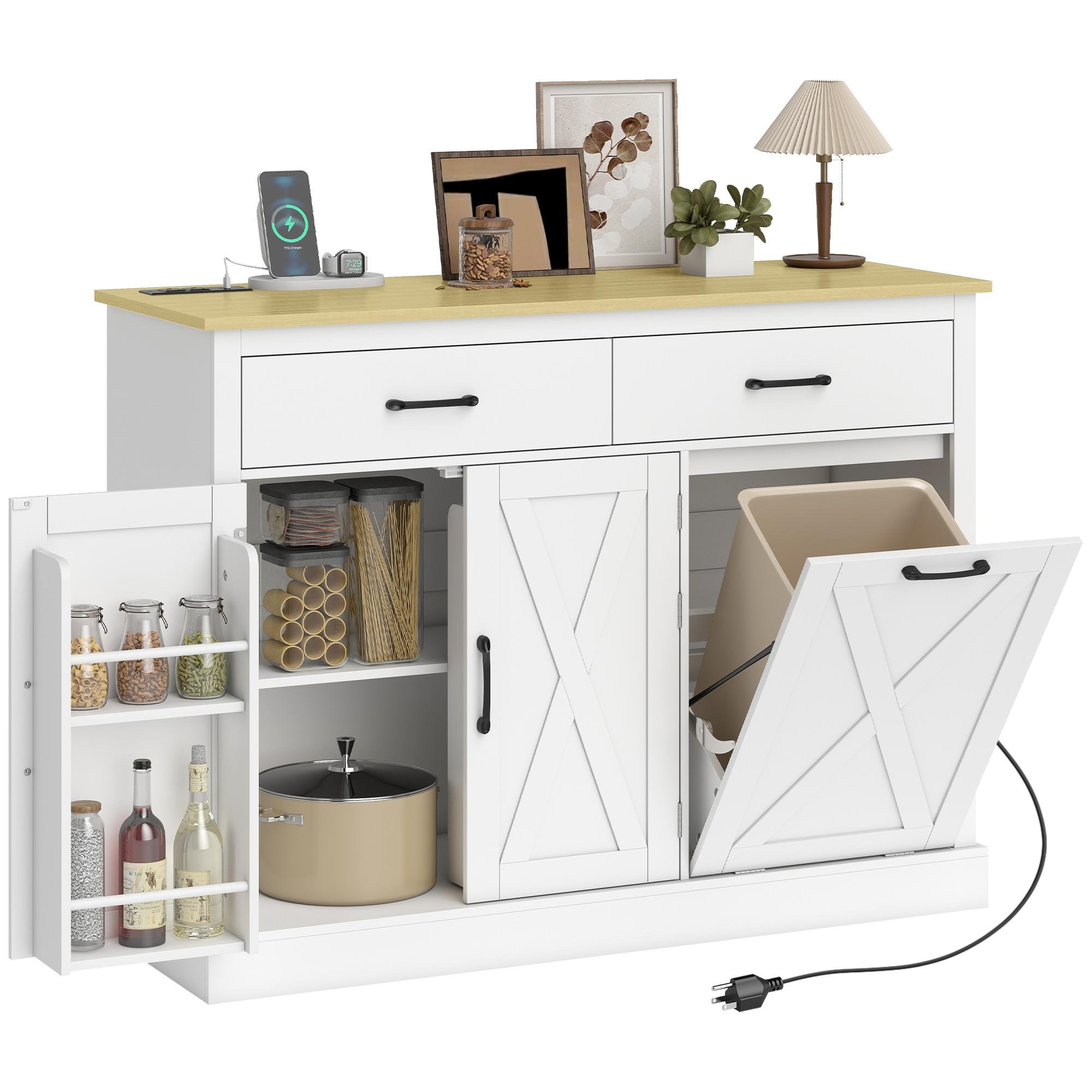 White 7 Gallon Tilt Cabinet with Charging Station