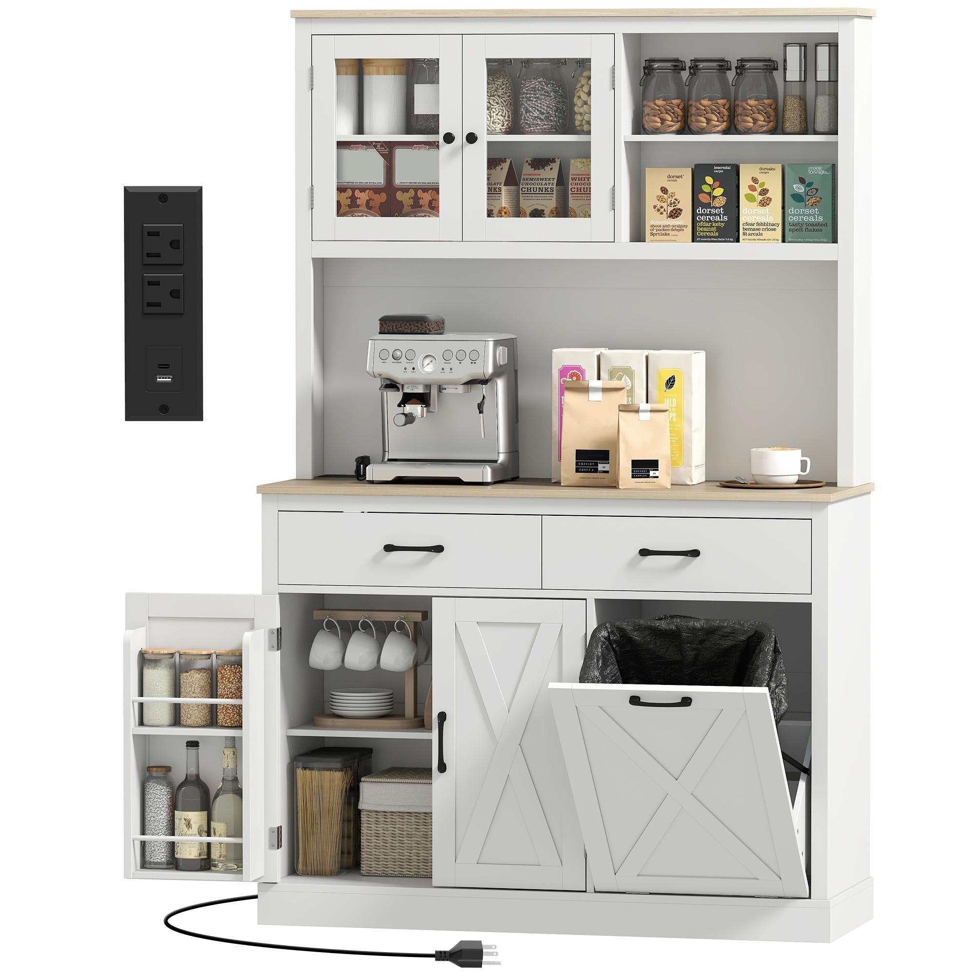 White 7 Gallon Charging Pantry with Glass Doors
