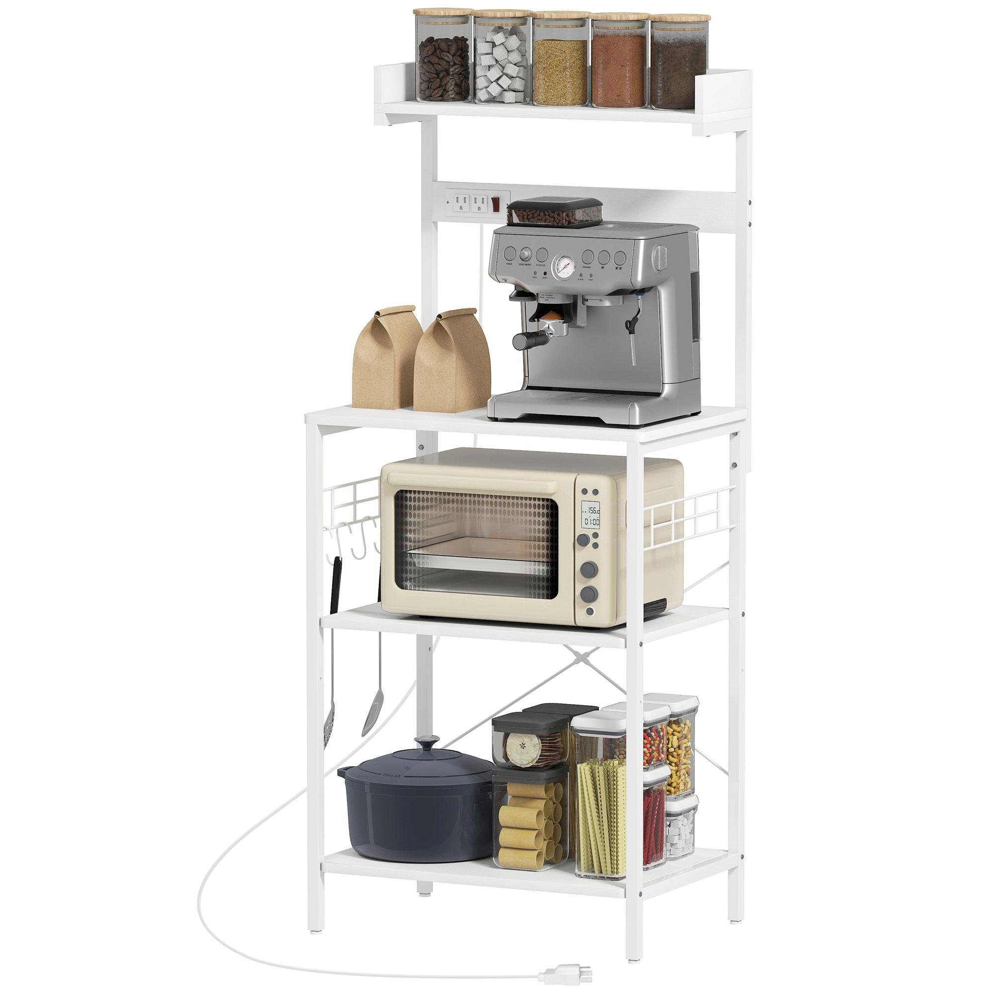 white kitchen coffee station with power outlet, 23.6 in