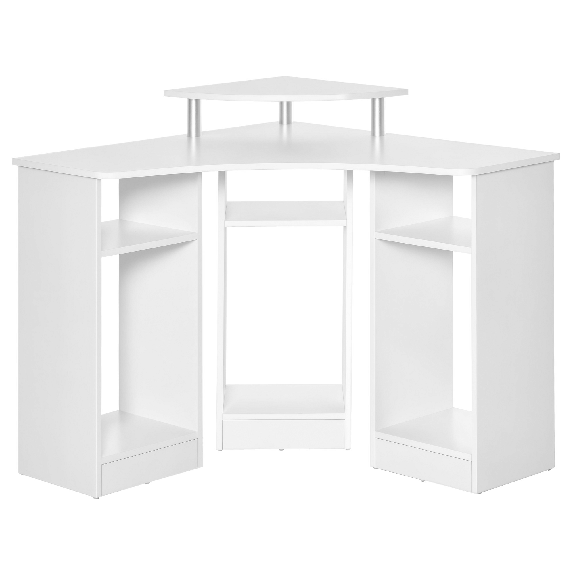 White 90 cm L-Shaped Desk with Monitor Stand