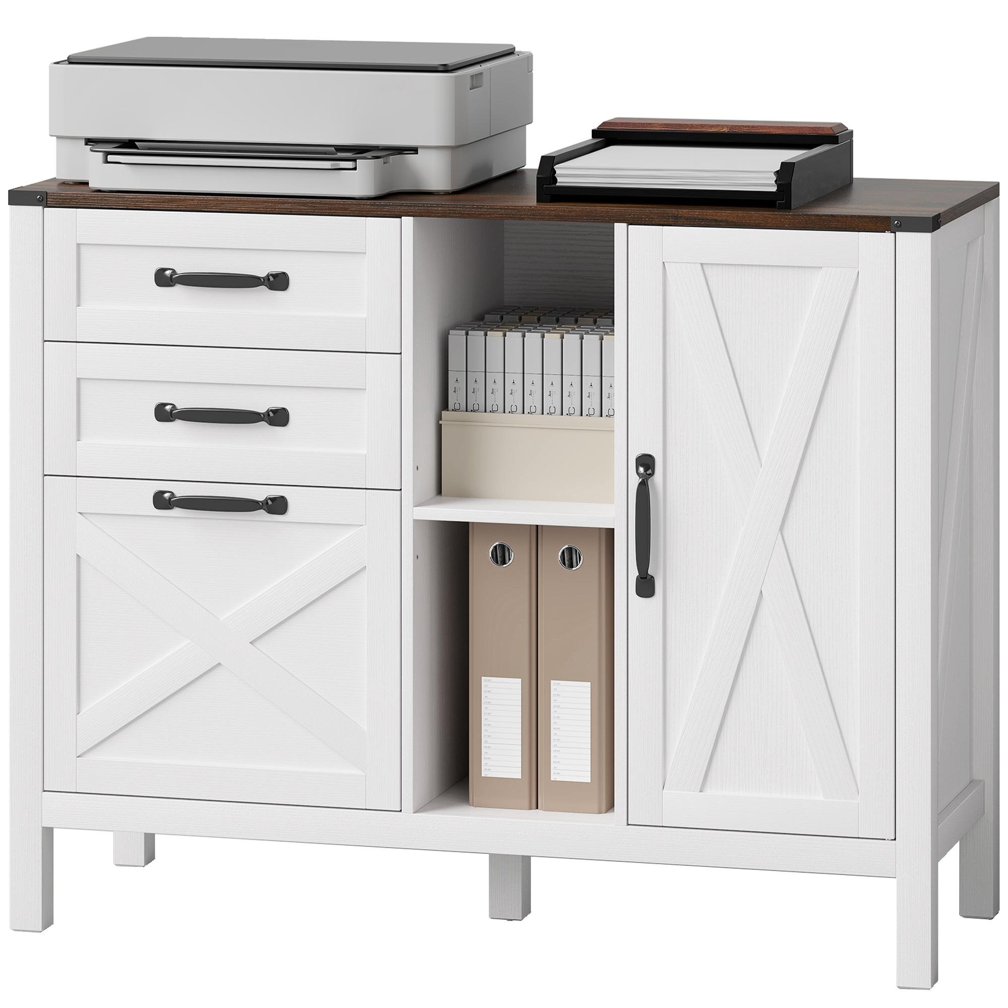 White 3 Drawer Lateral Cabinet with Adjustable File Rails