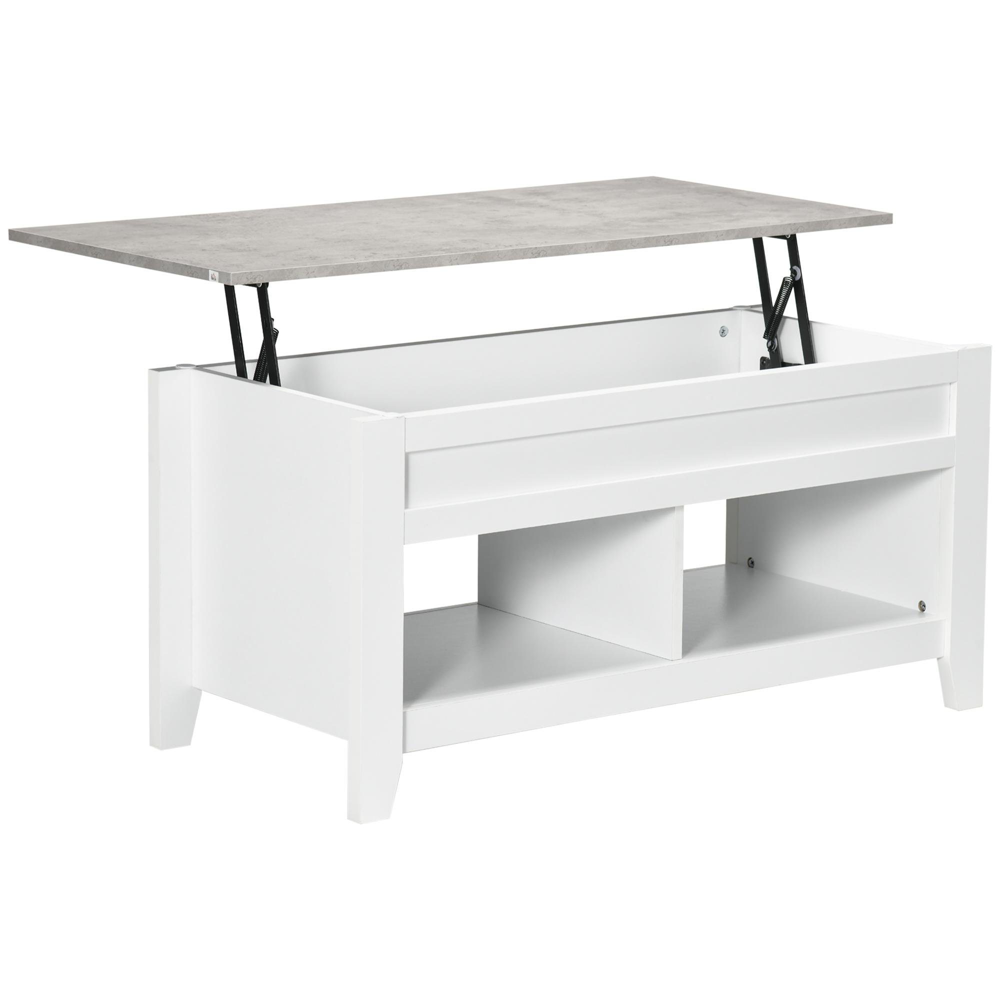 White Lift Storage Coffee Table with Hidden Compartment
