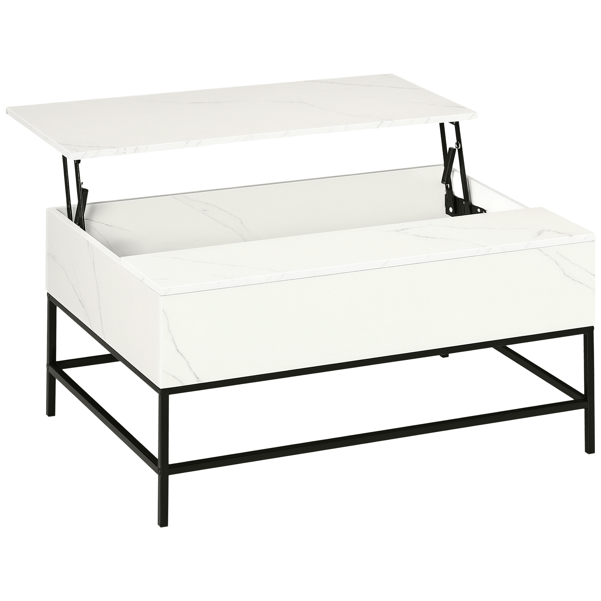 White Lift Top Coffee Table with Hidden Storage, 35.5 in