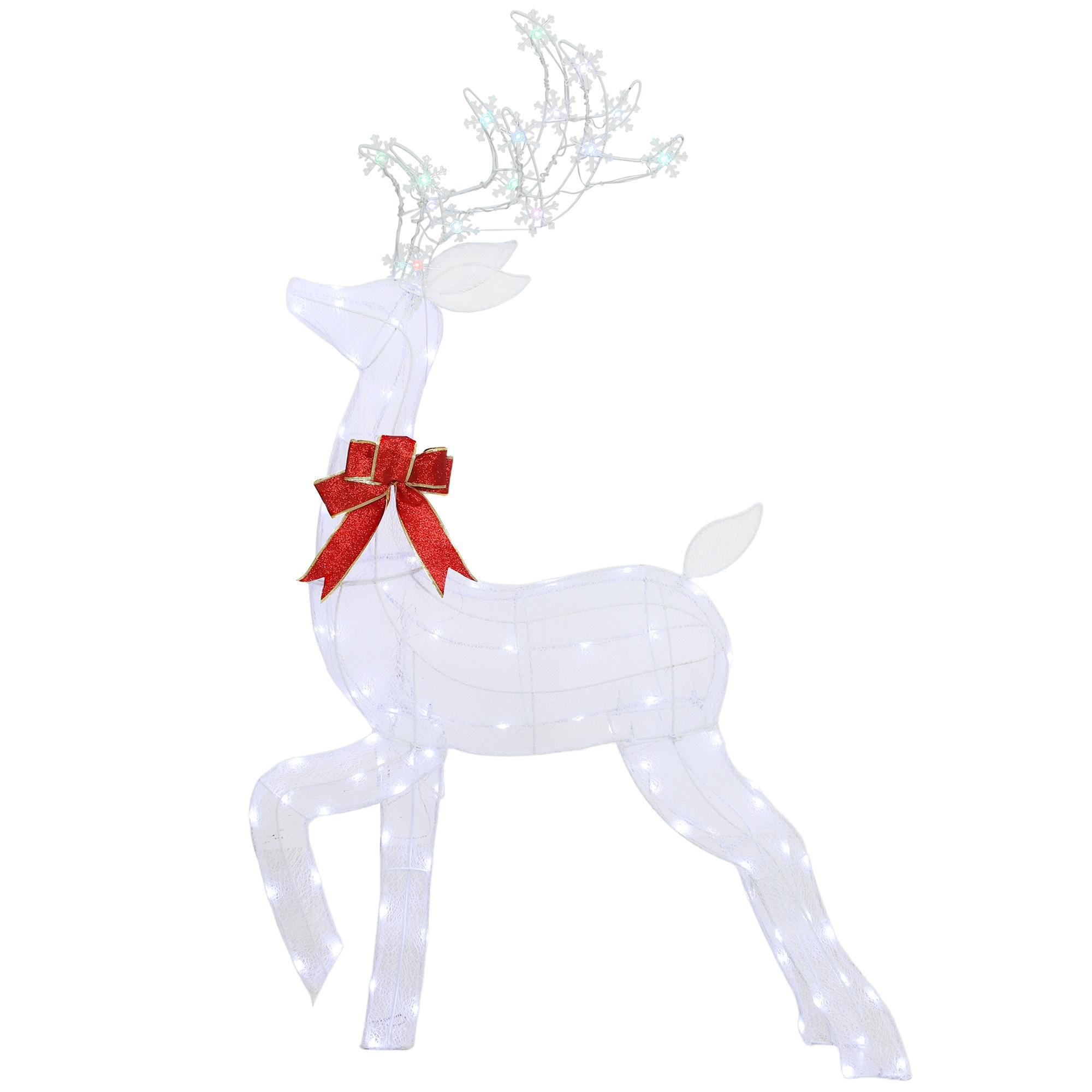 52 inch white lighted reindeer with 101 LEDs
