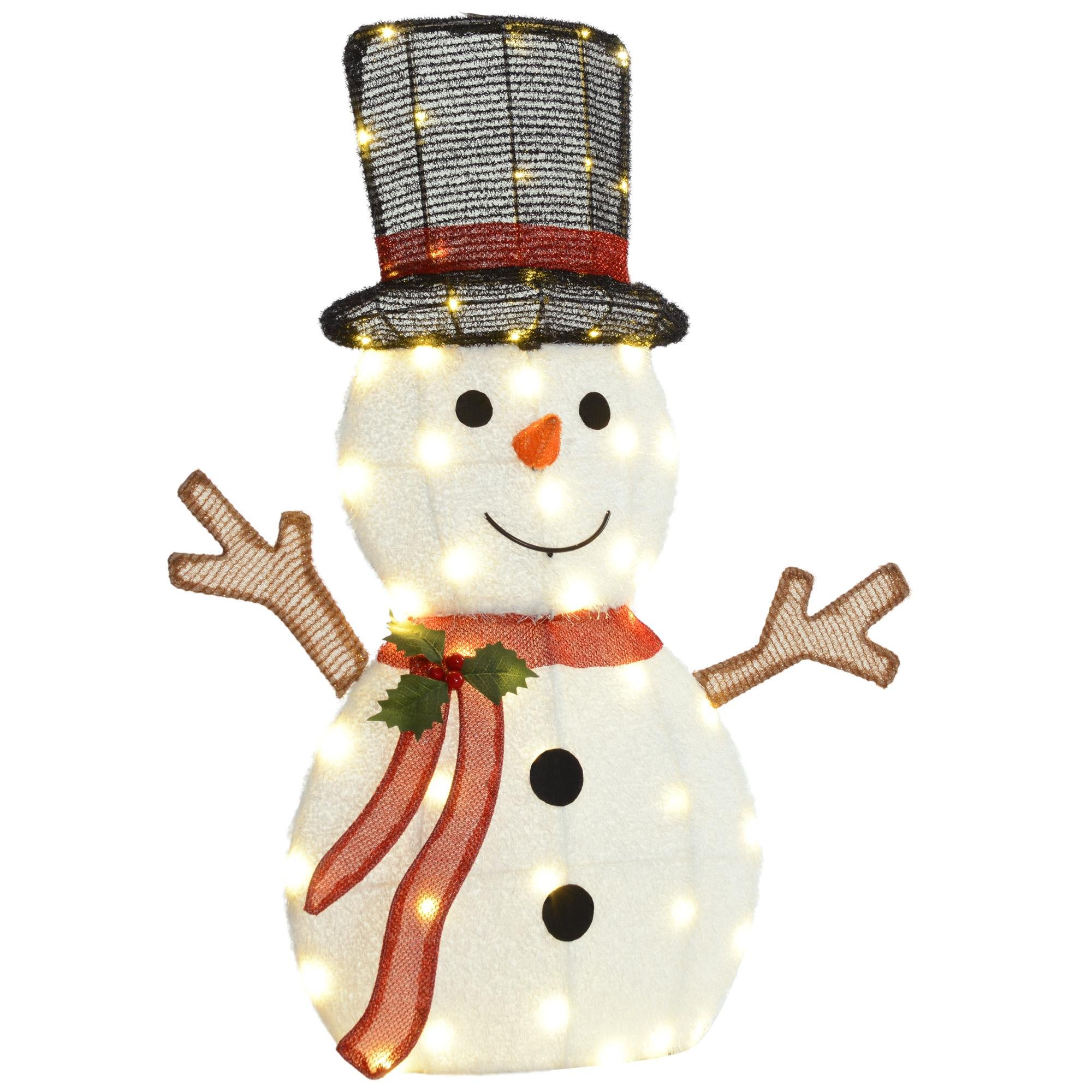 24 Inch White Lighted Snowman with Warm White LEDs