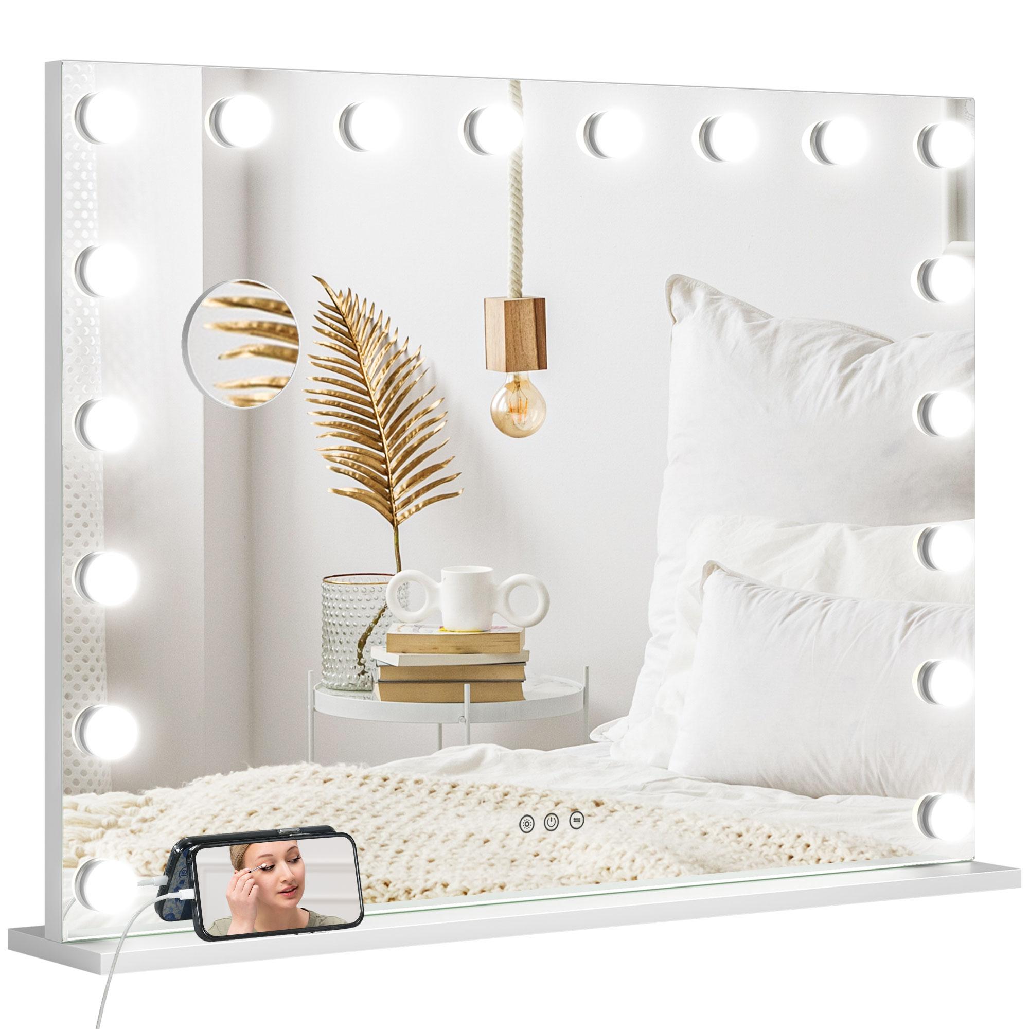 White 10x Vanity Mirror with 3-Colour LED Lighting