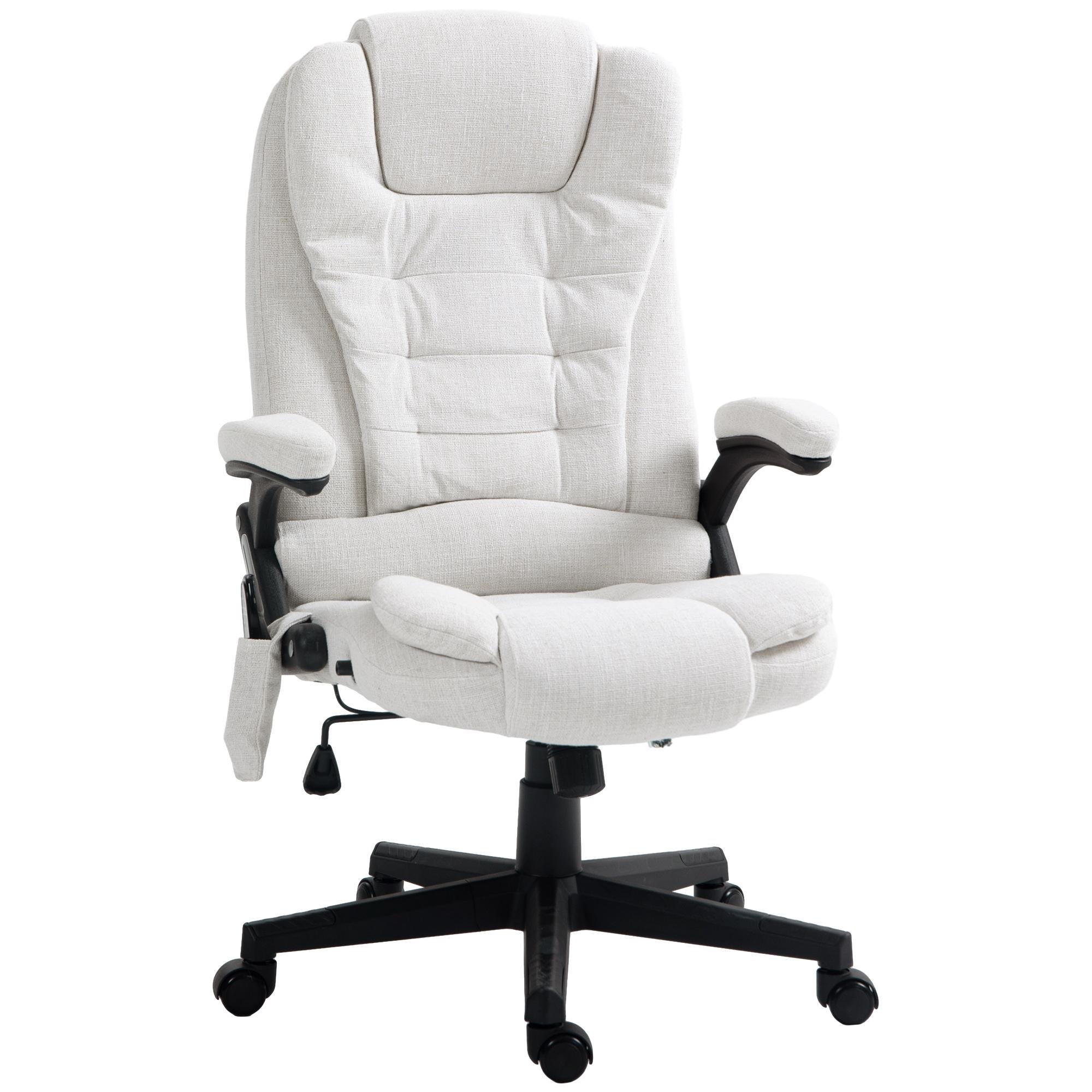White Linen Massage Office Chair with 130° Recline