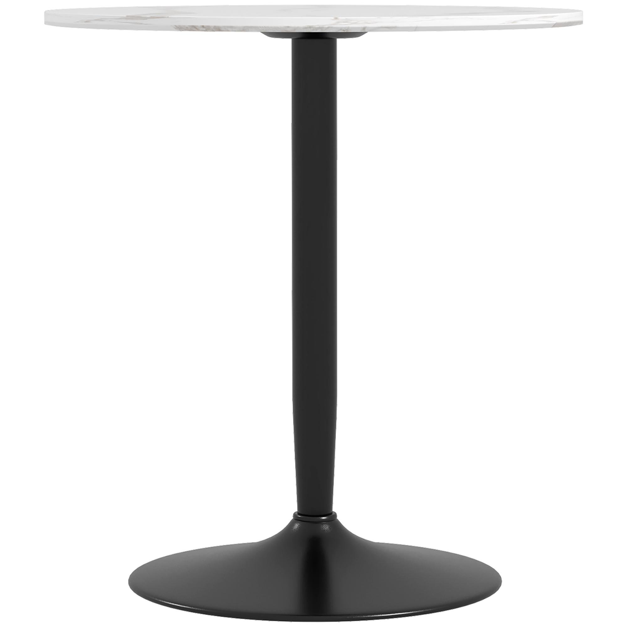 White Marble Round Dining Table with Steel Pedestal Base