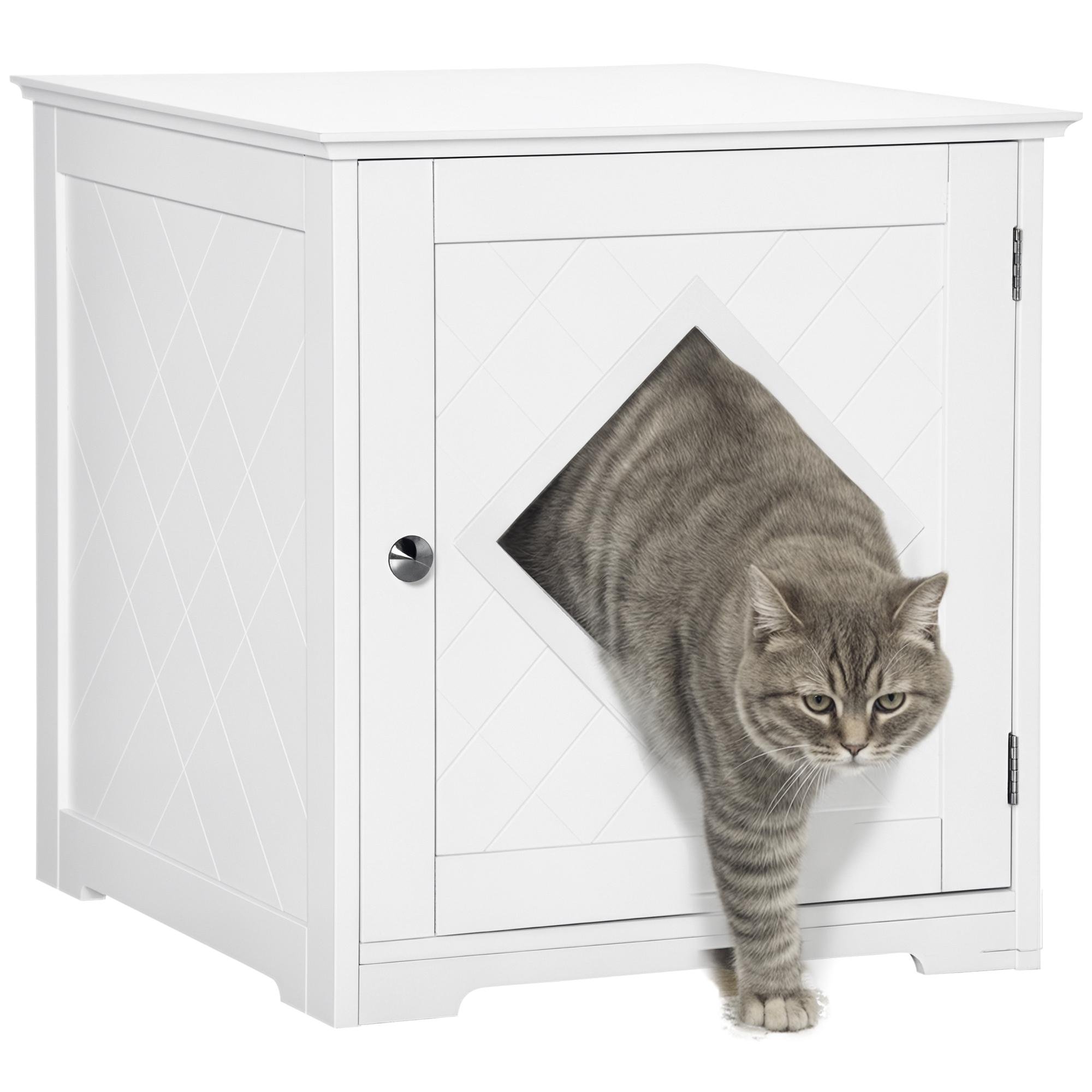 White Cat Litter Cabinet with Large Tabletop