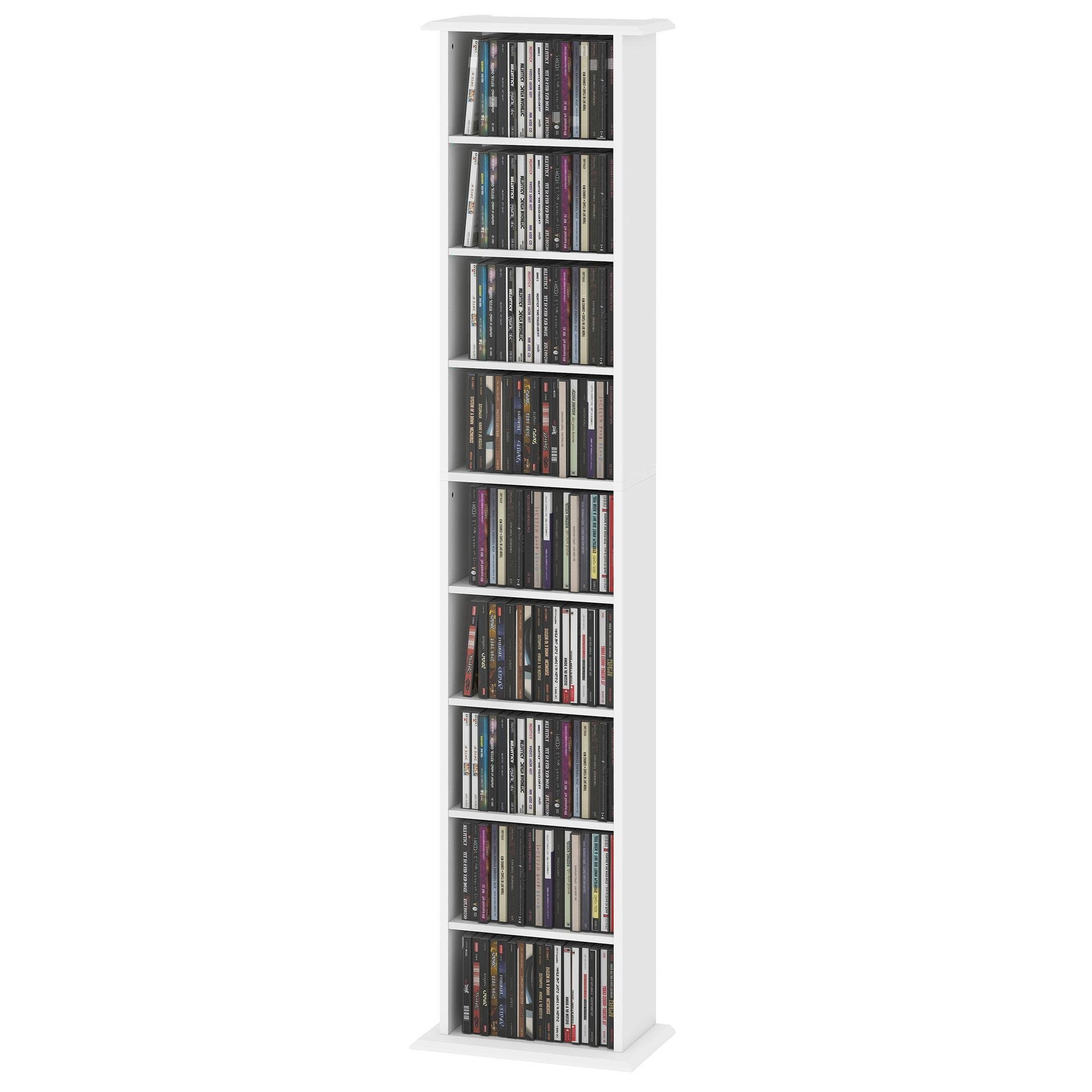 White 252 CD Media Shelf with 7 Adjustable Shelves