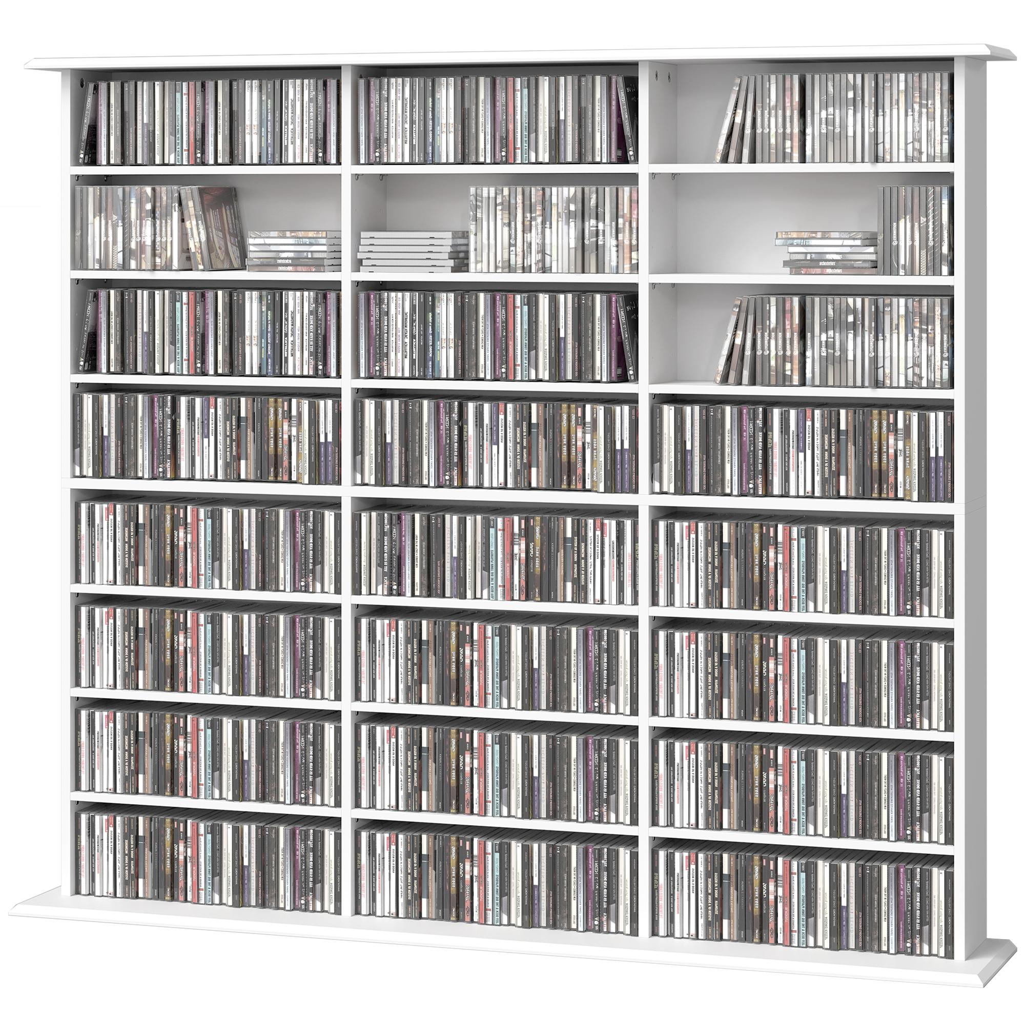 White 1032 CD Media Cabinet with Adjustable Shelves