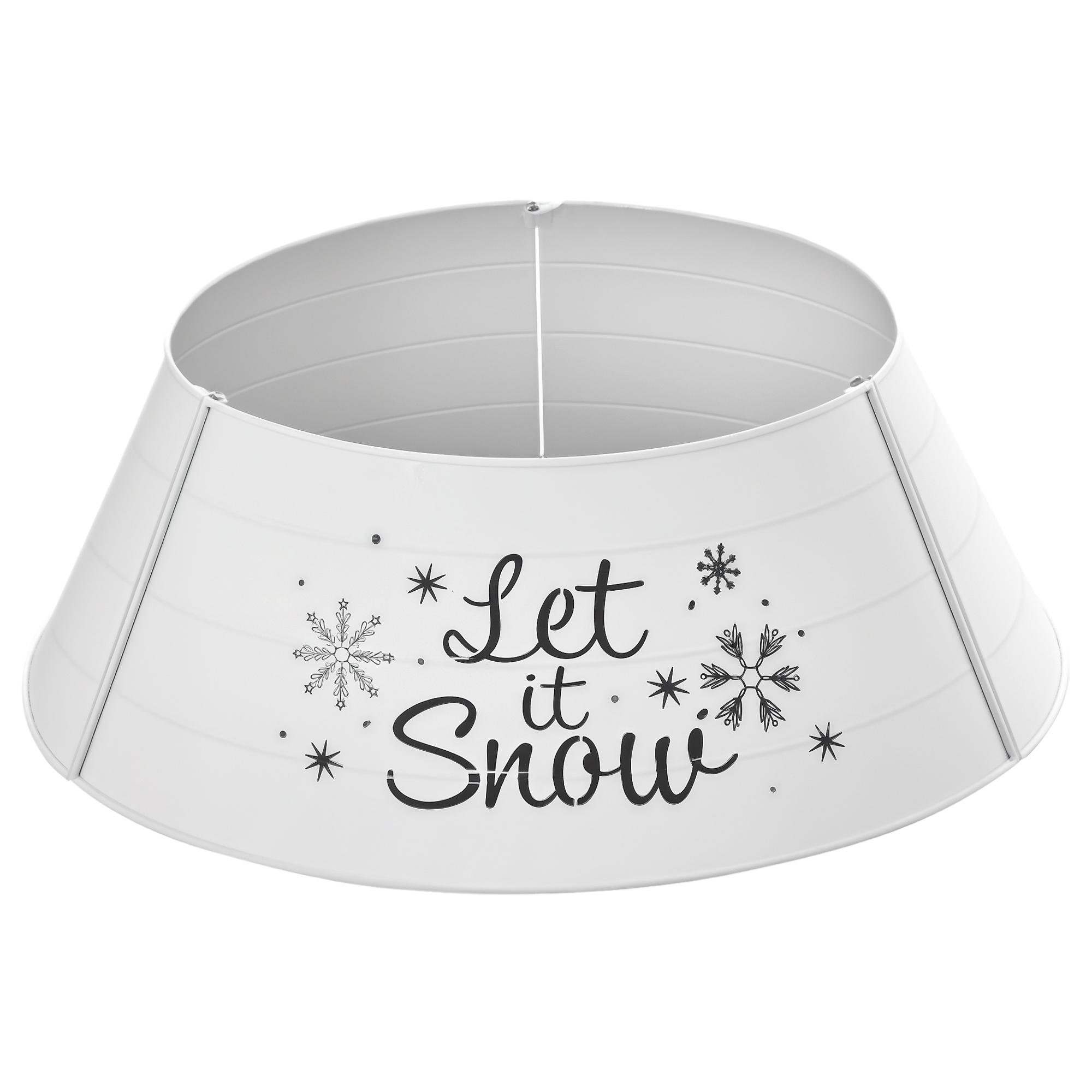 White Metal Tree Collar with Printed Snowflakes, 26 Inch