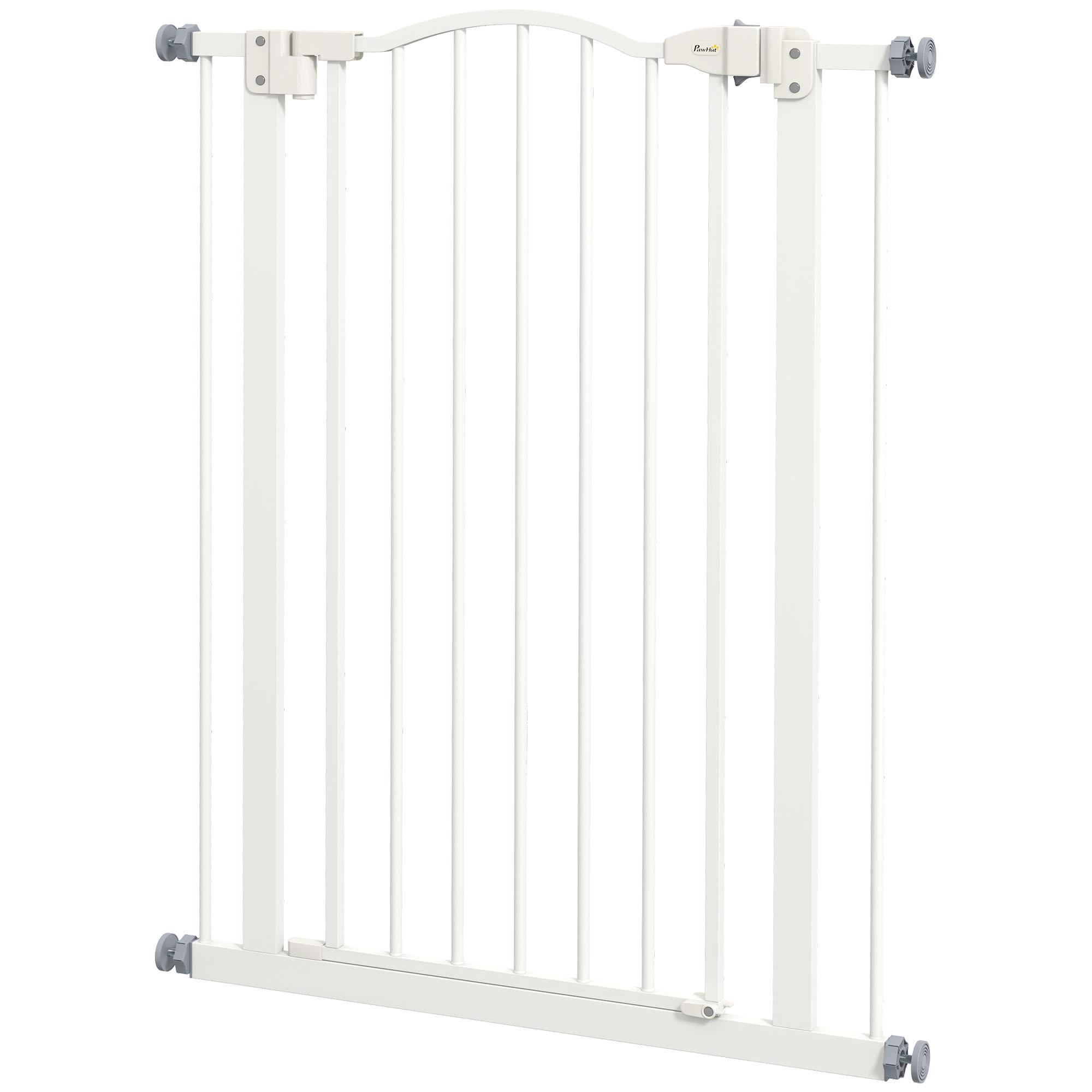 White 37 Inch Pet Gate with Auto-Close Door