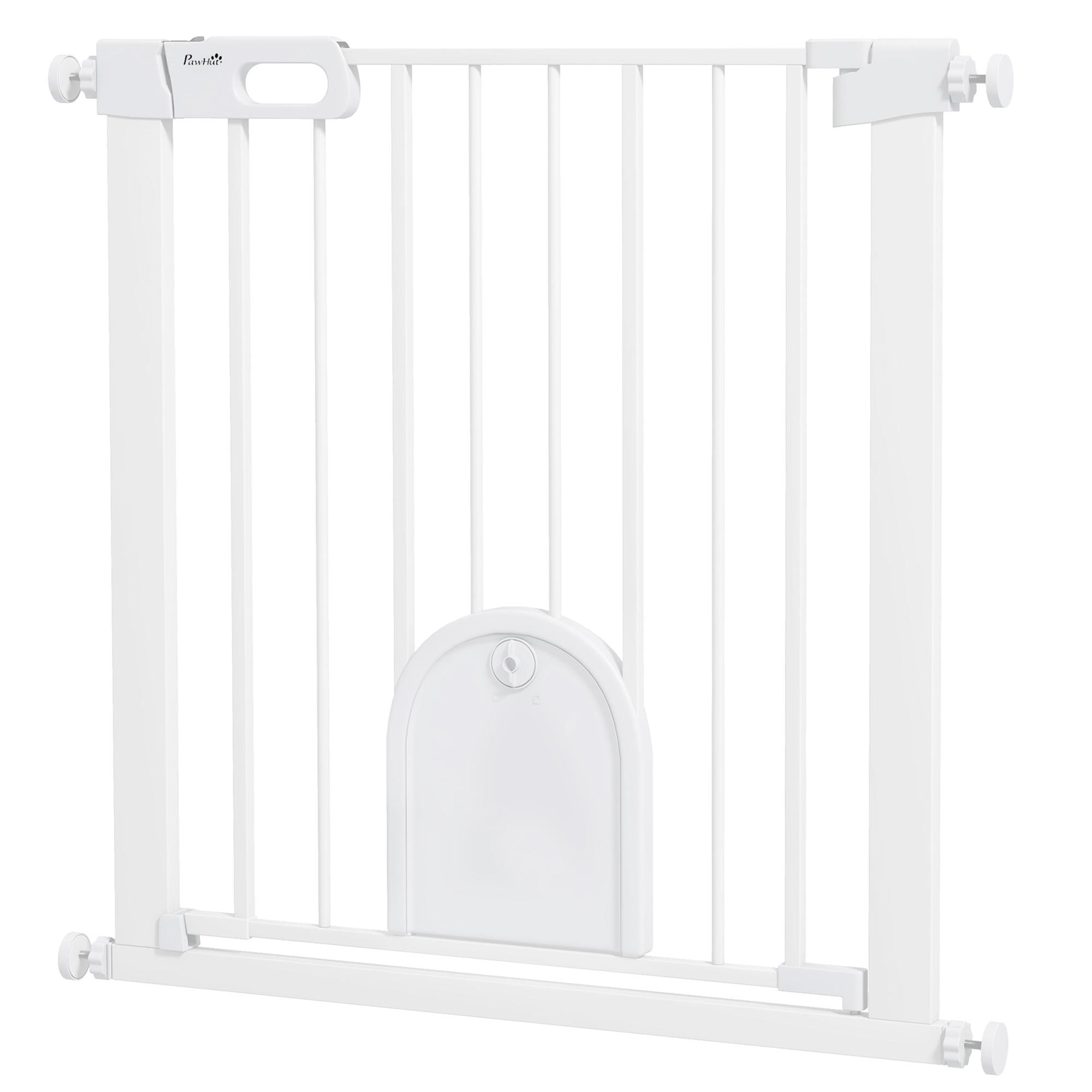 White Adjustable Cat Door Gate for 29.5-32.3 in Openings
