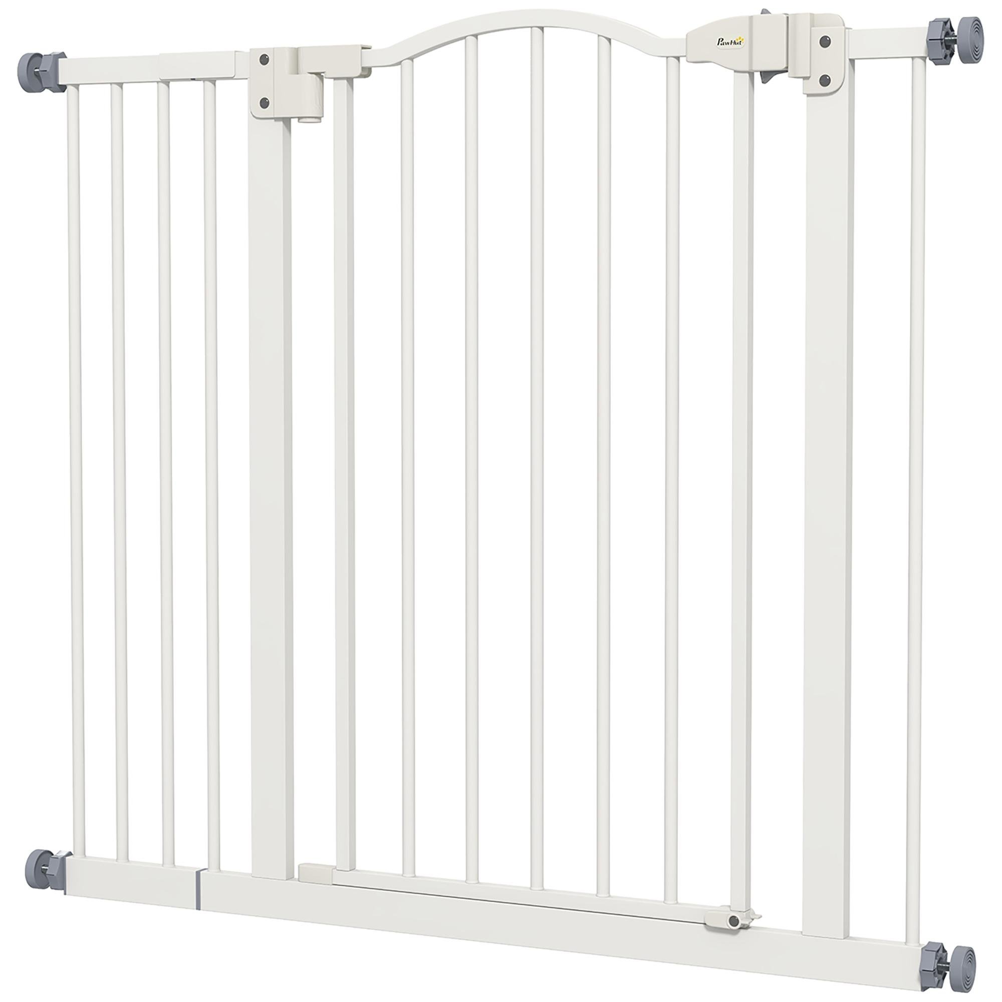 White 37 Inch Dog Gate with Auto-Close Door