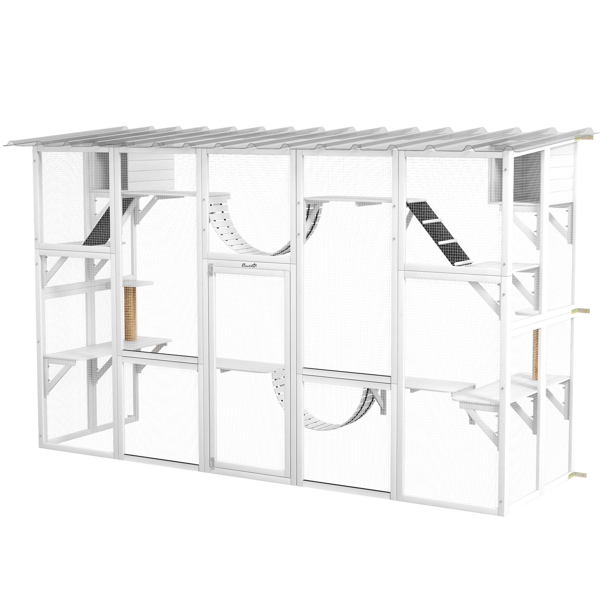 White Fir Multi Catio with Roof and Platforms