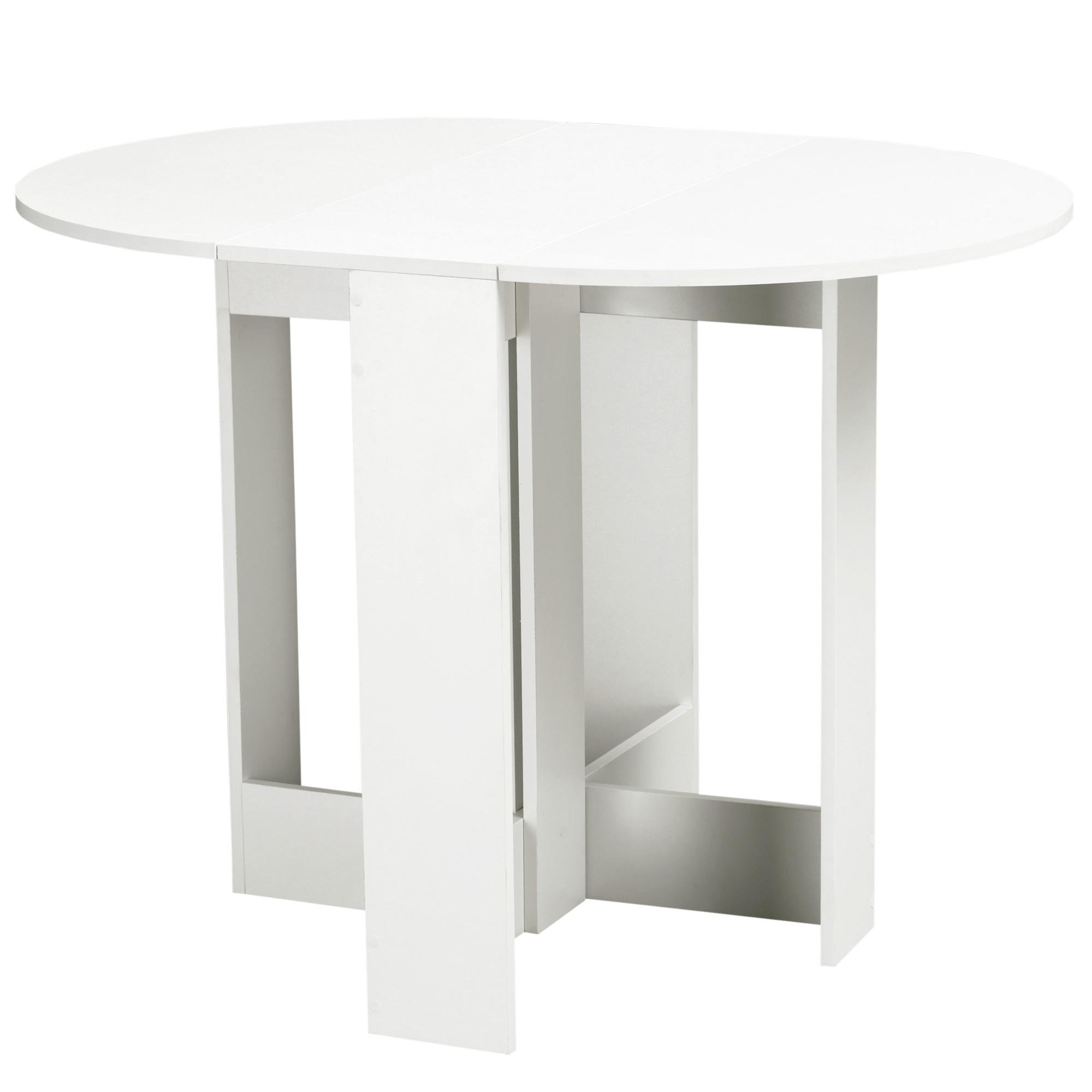 White Oval Drop Leaf Table for Compact Dining