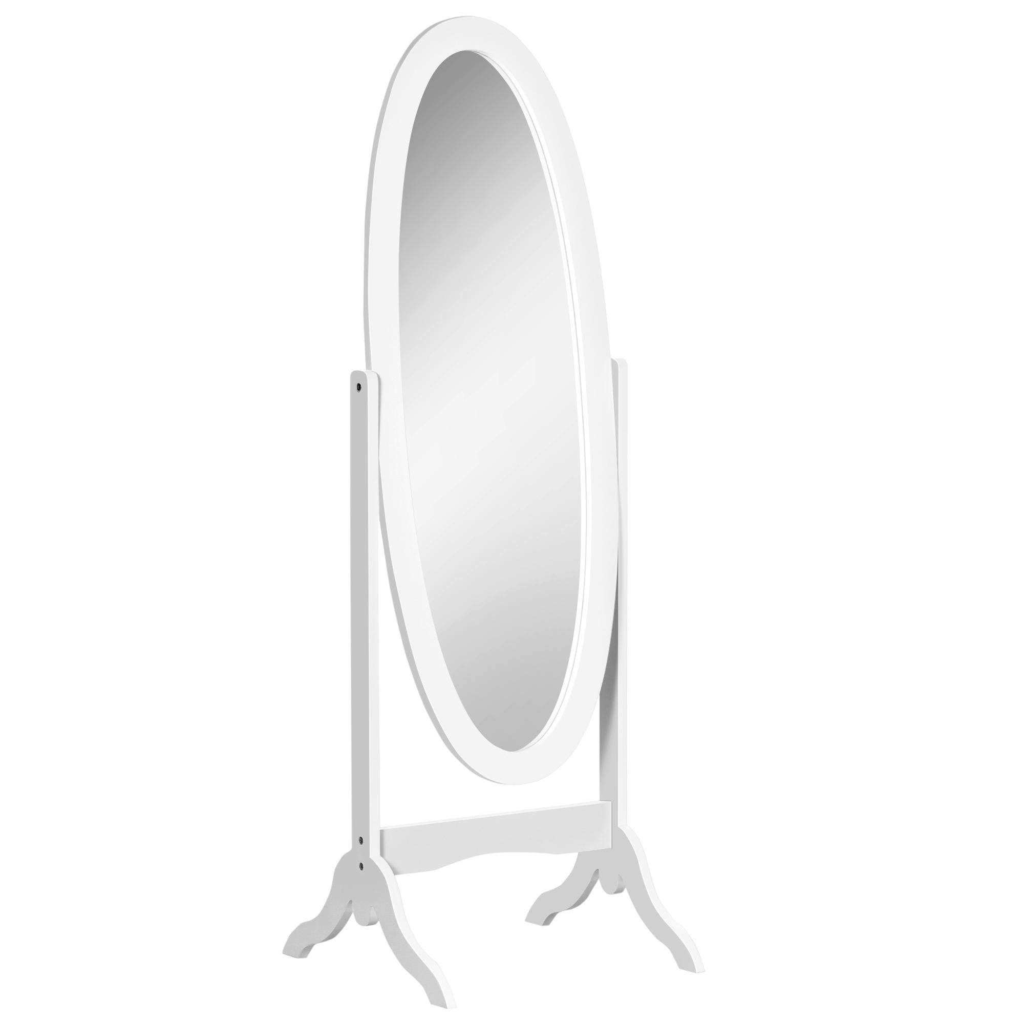 White Oval Standing Mirror with Adjustable Angle
