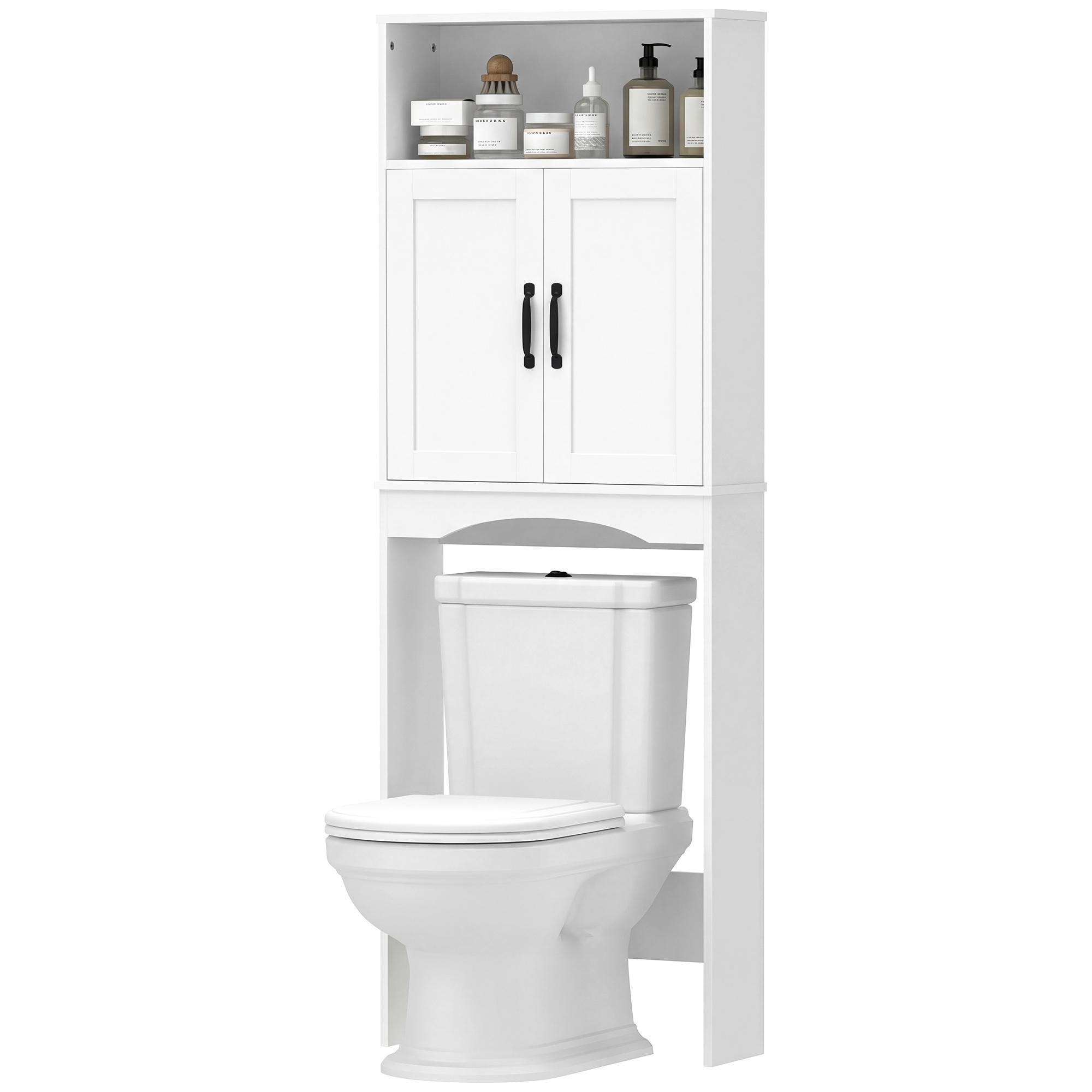 White 3-Tier Toilet Storage with Soft-Close Doors
