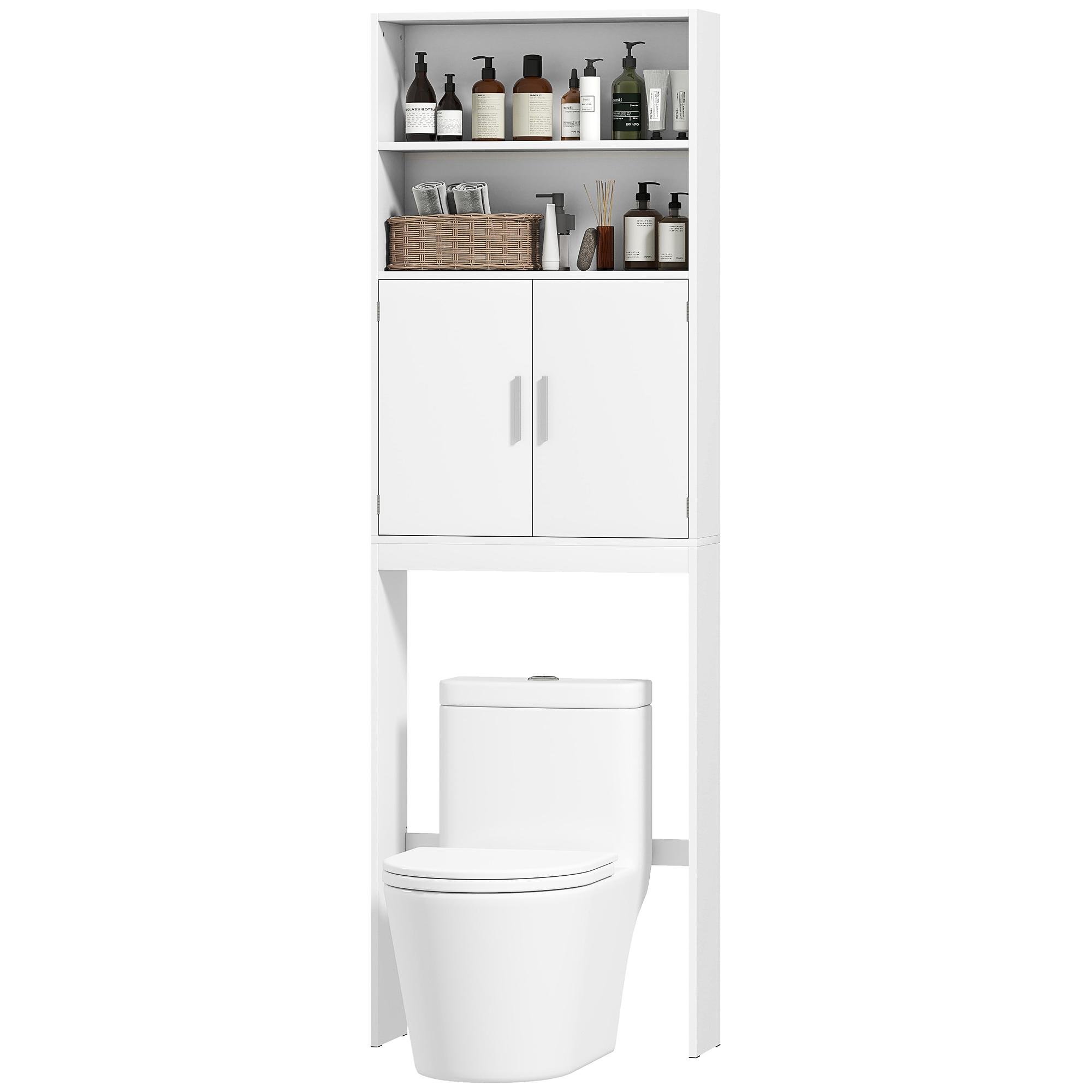 White 4-Tier Toilet Storage with Adjustable Shelf