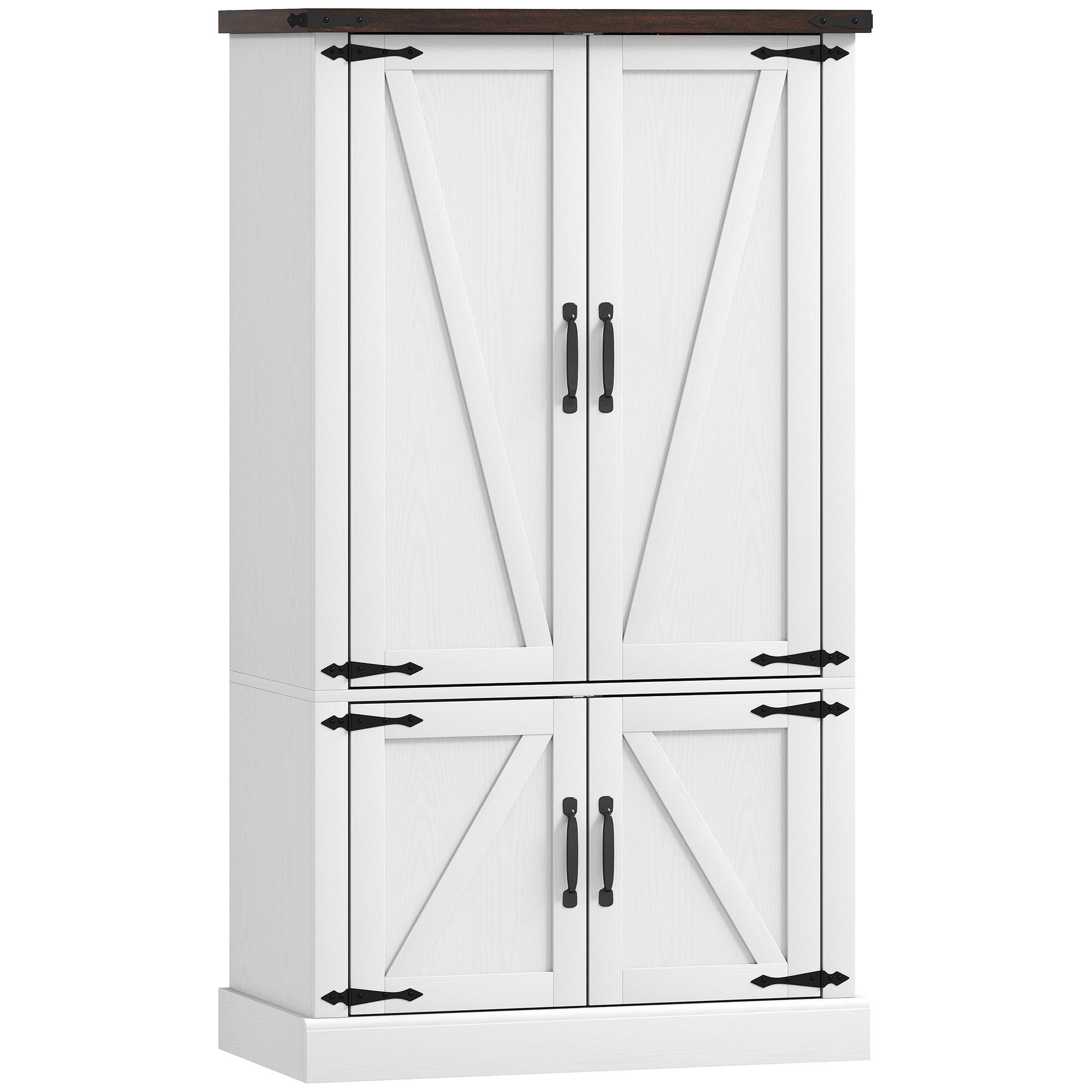 White 53.5 Inch Pantry with Adjustable Shelves