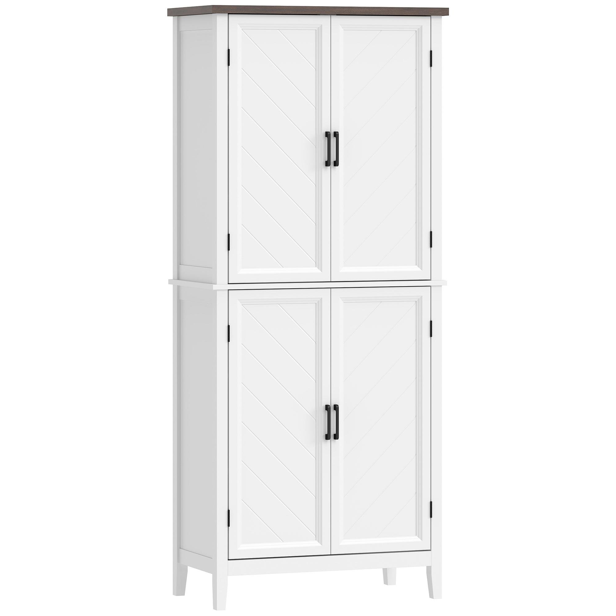 White Chevron Pantry Cabinet with Adjustable Shelves