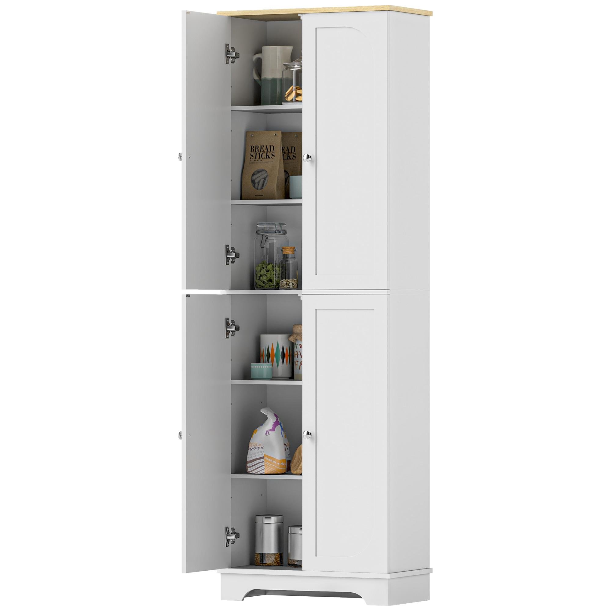 White Arched Pantry Cabinet with Adjustable Shelves, 72 In