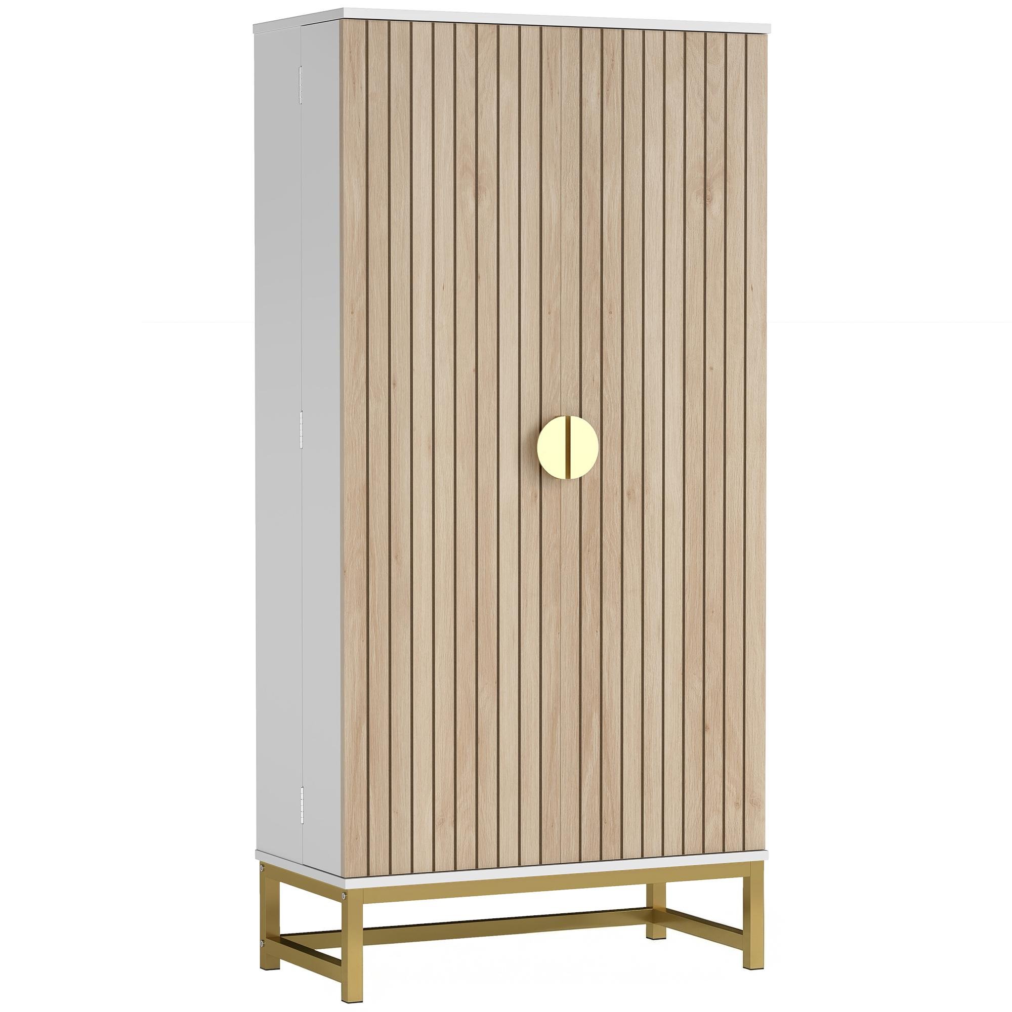 White Beadboard Pantry Cabinet with 12 Door Shelves