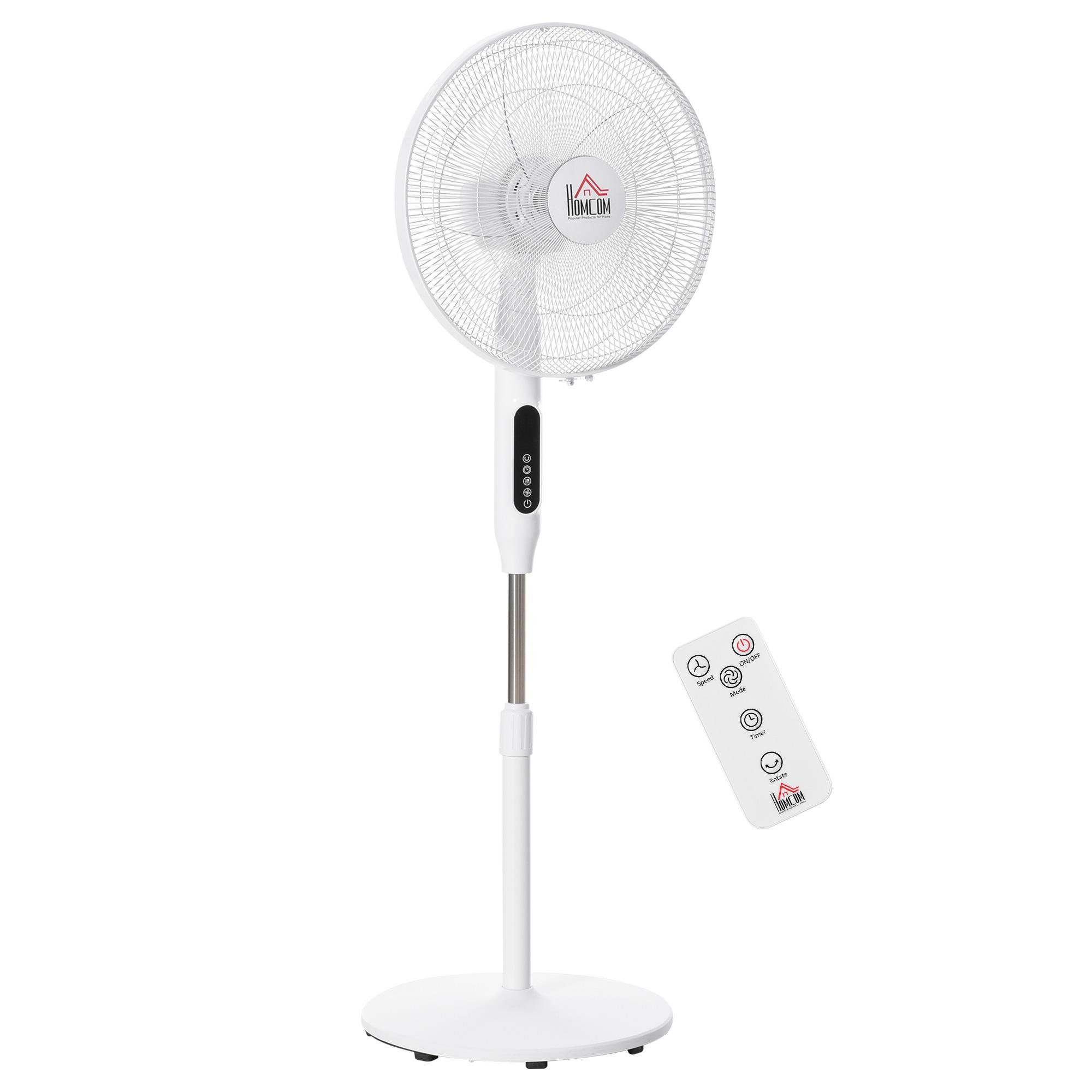 White Remote Pedestal Fan with 85° Oscillation