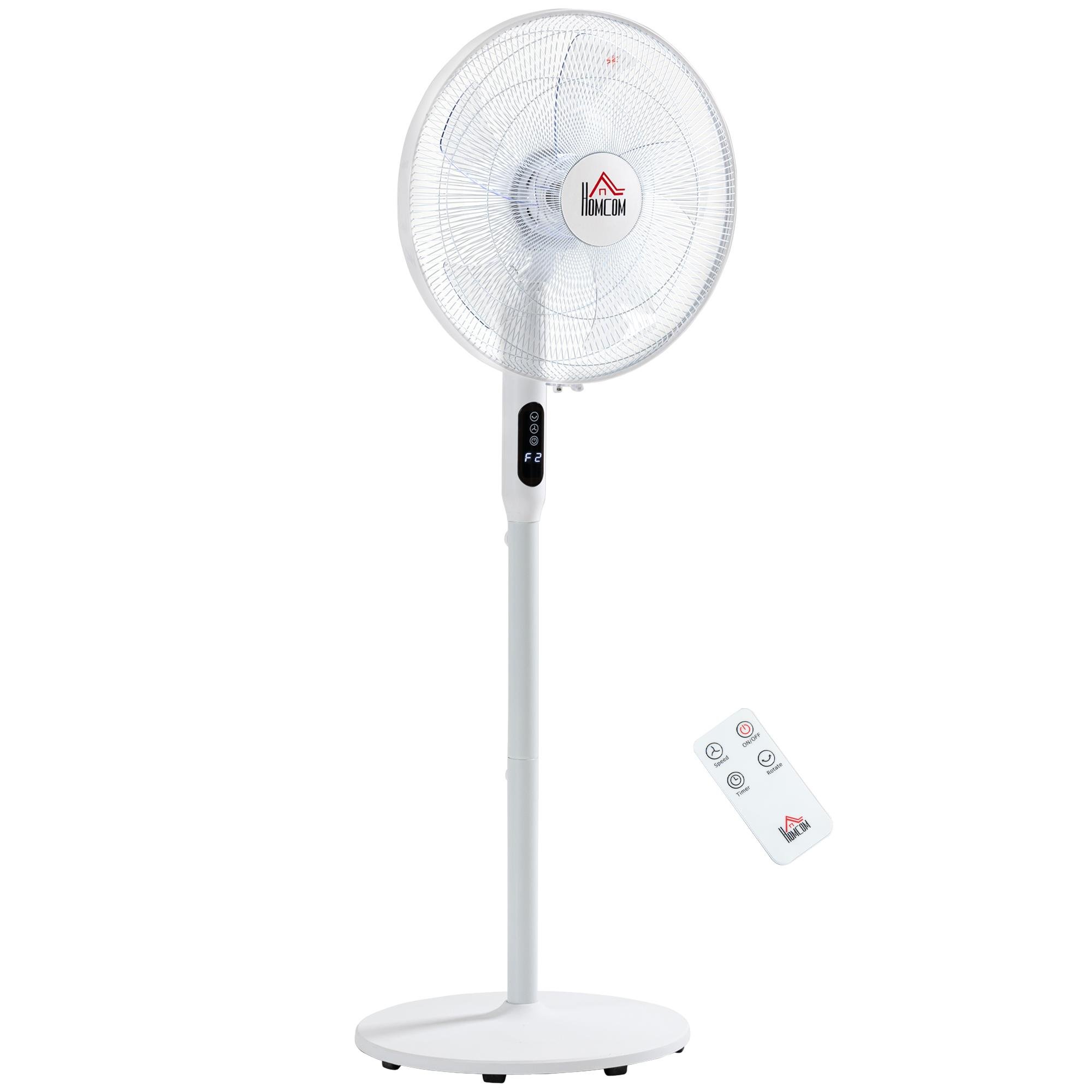 White Oscillating Pedestal Fan with Remote and 18-Hour Timer