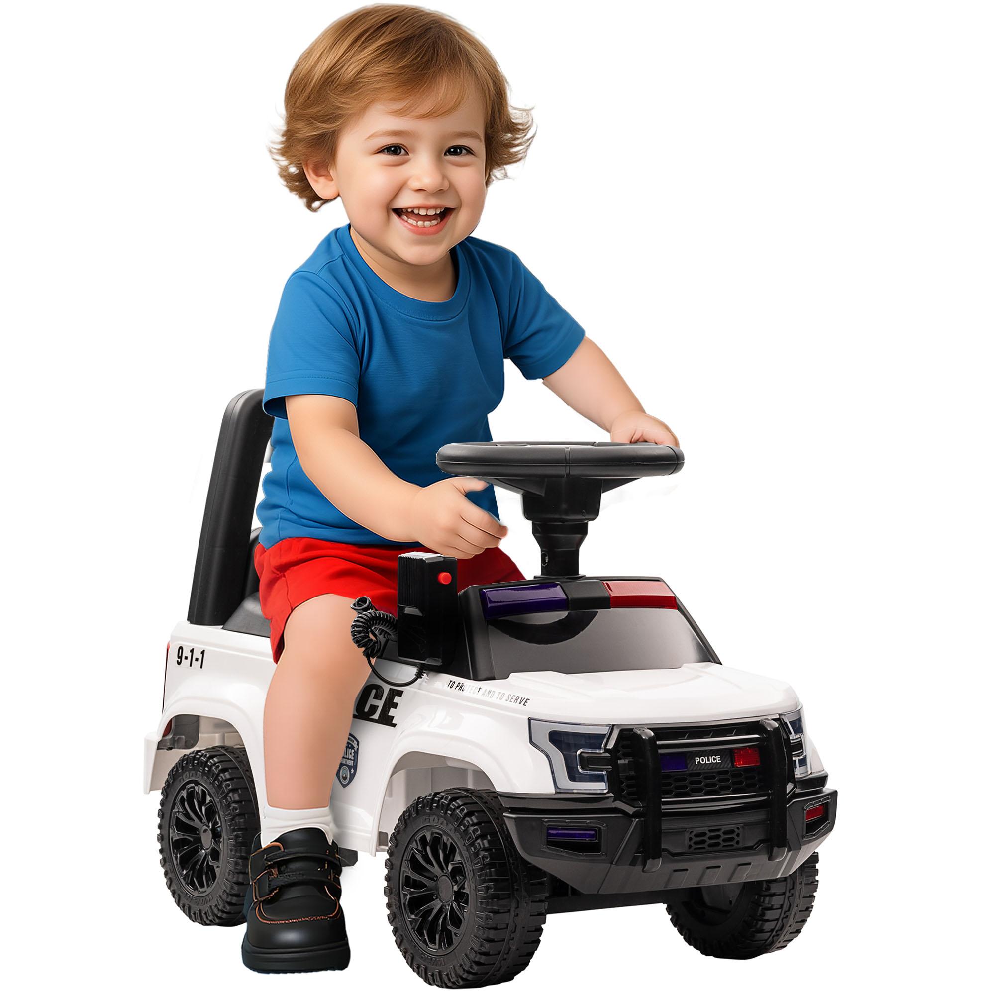 White Police Toddler Sliding Car with Megaphone