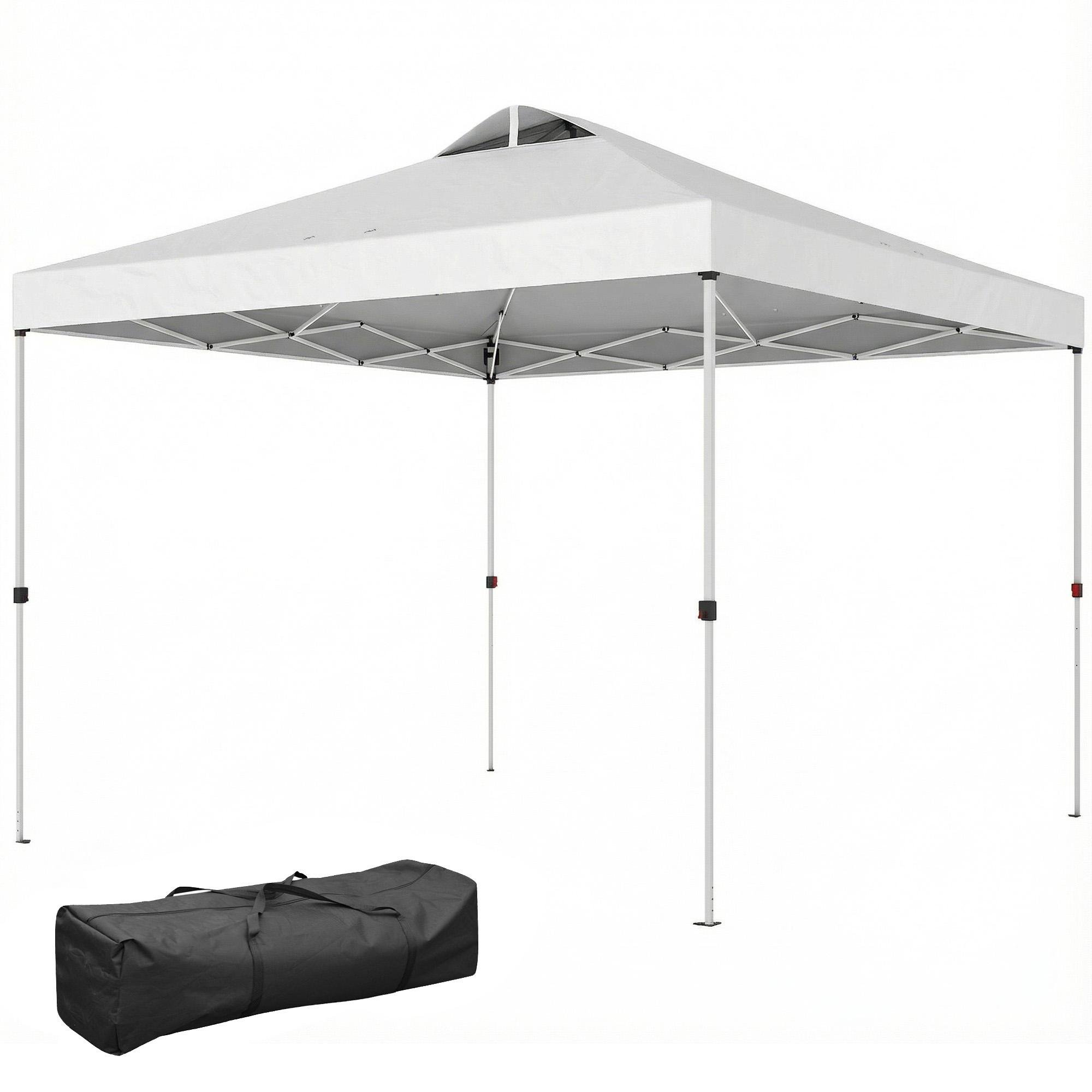 White Metal Pop Up Canopy with UPF 50+ Top, 115-in Square