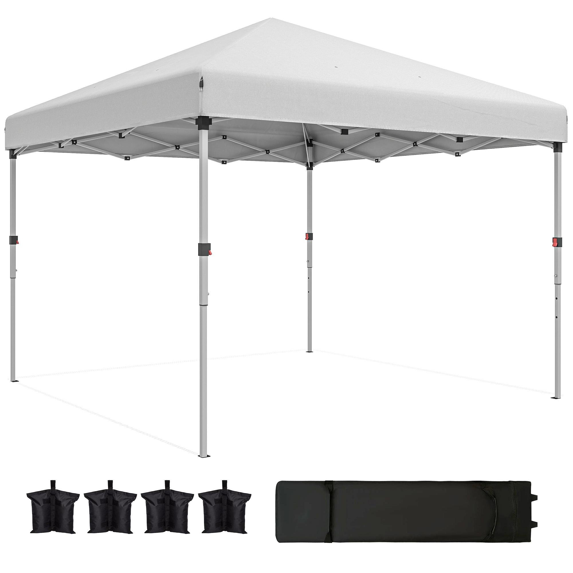 White 10x10 Canopy with Two Sidewalls, 3 Heights