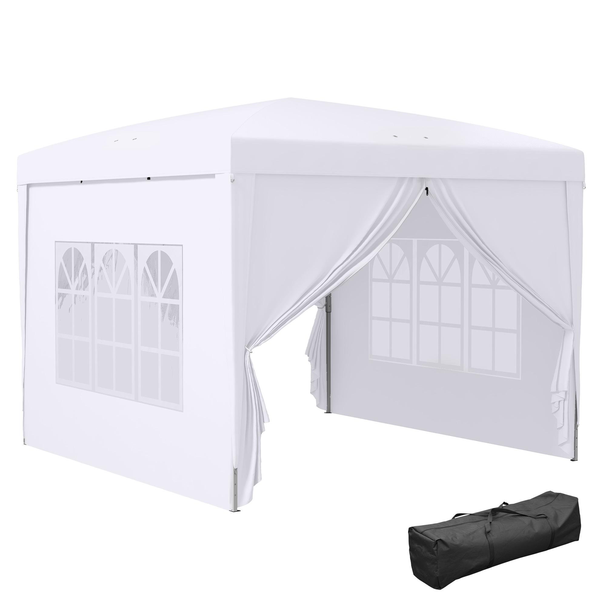White 9.7 ft Gazebo with Removable Side Walls