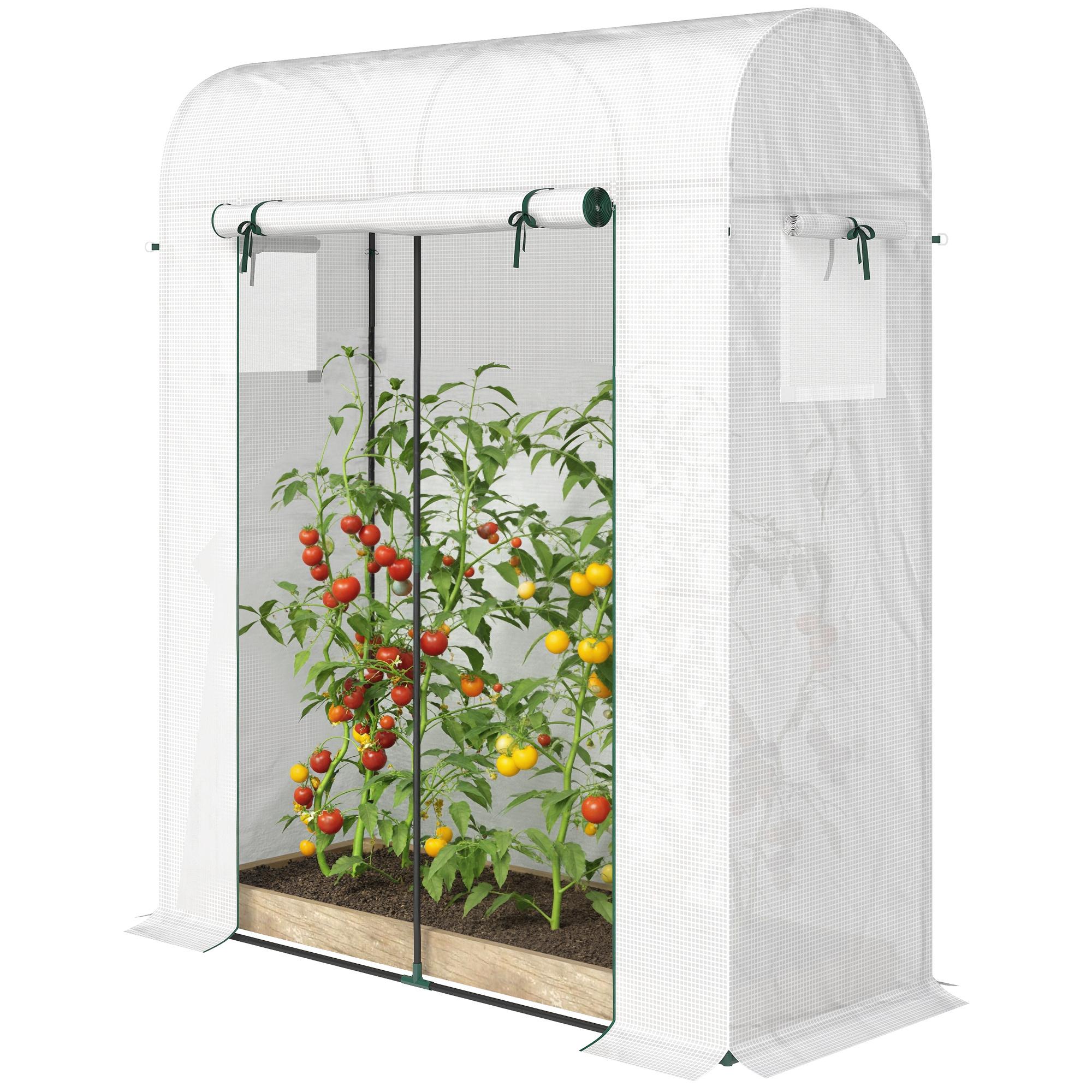 White PE Portable Greenhouse with Roll-Up Door