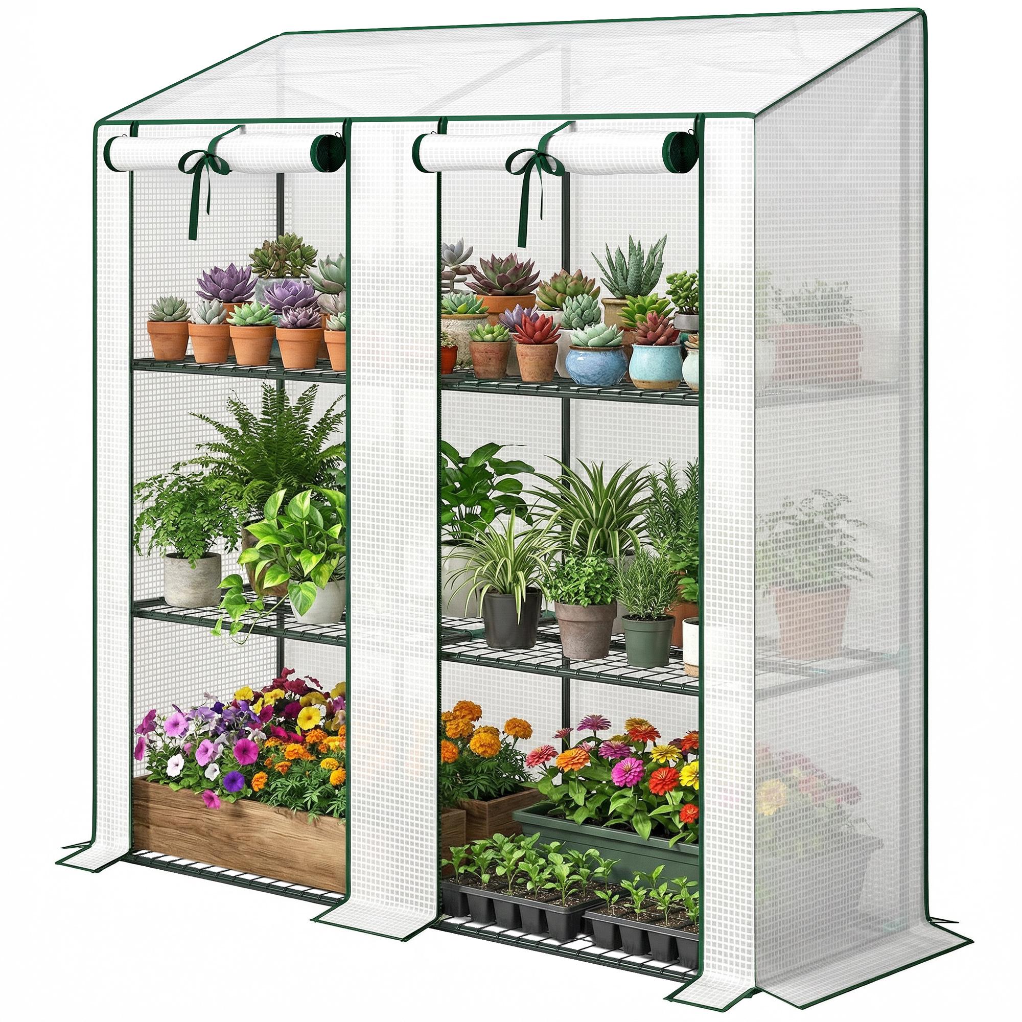 White 3 Tier Portable Greenhouse with Reinforced Cover