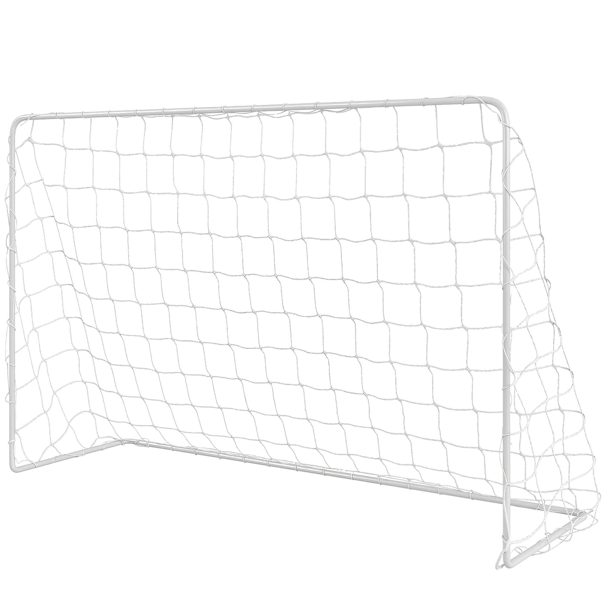 72-inch white soccer goal with nylon net for practice