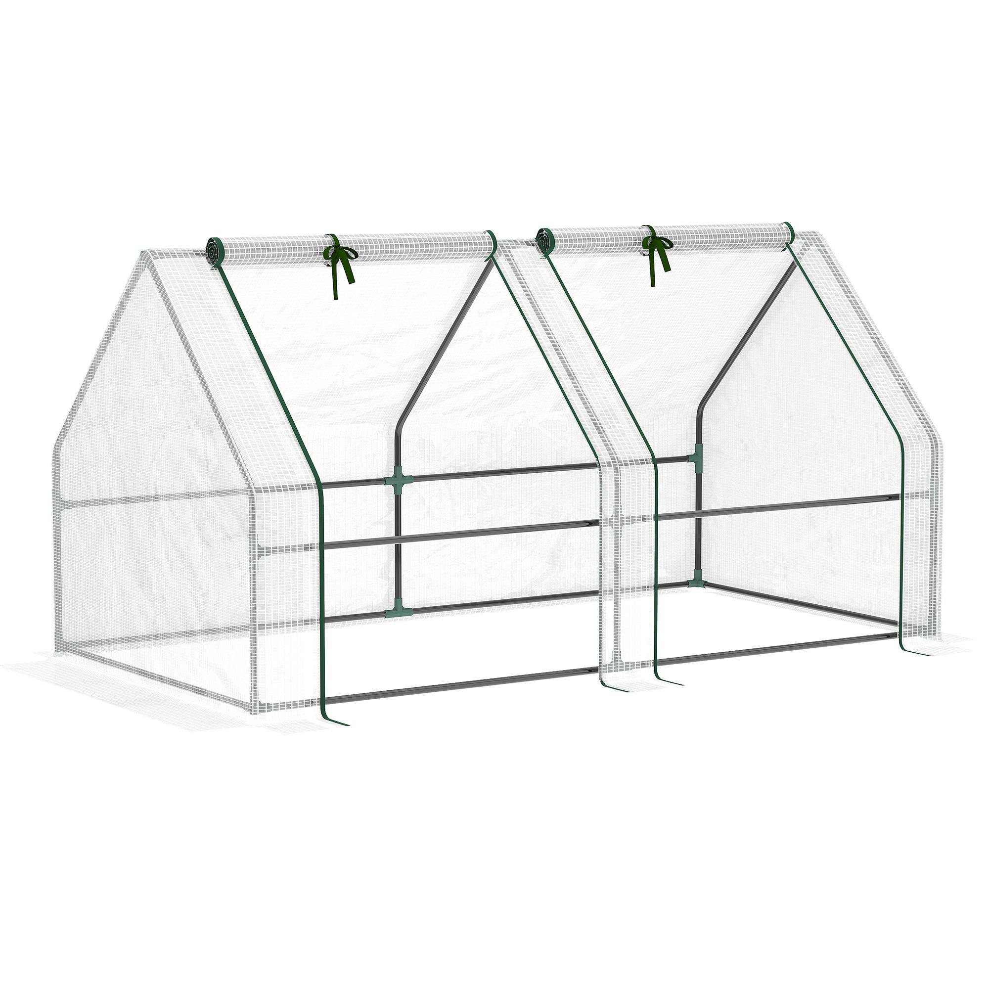 White PE Mesh Tunnel Greenhouse with Two Roll-Up Doors
